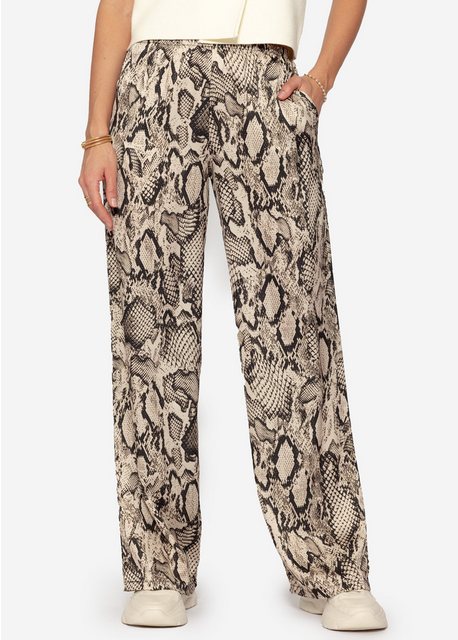 SASSYCLASSY Stoffhose High-Waist Satinhose Damen Lang mit Reptil-Print Lock günstig online kaufen