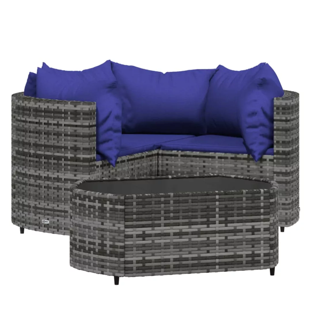 Vidaxl 4-tlg. Garten-lounge-set Mit Kissen Grau Poly Rattan günstig online kaufen