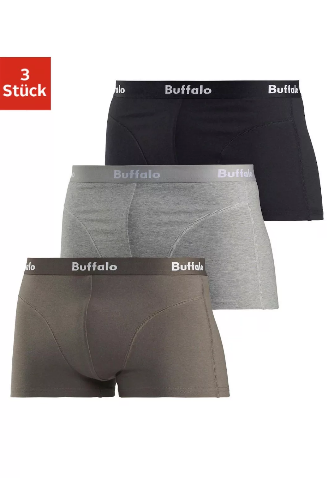 Buffalo Hipster, (Packung, 3 St.), Boxershorts mit Overlock-Nähten vorn aus günstig online kaufen