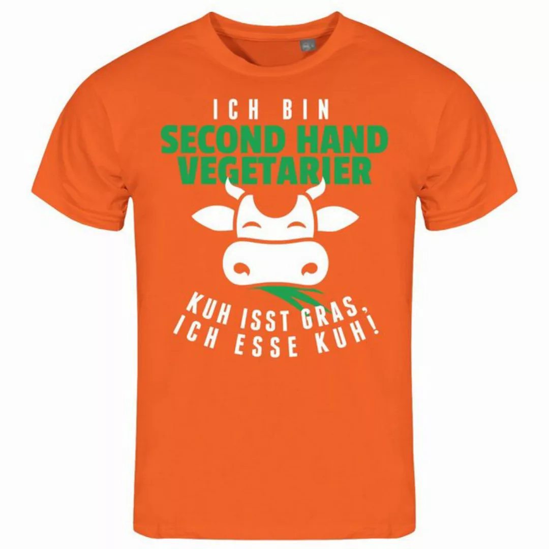 deinshirt Print-Shirt Herren T-Shirt Second Hand Vegetarier Kuh isst Gras i günstig online kaufen