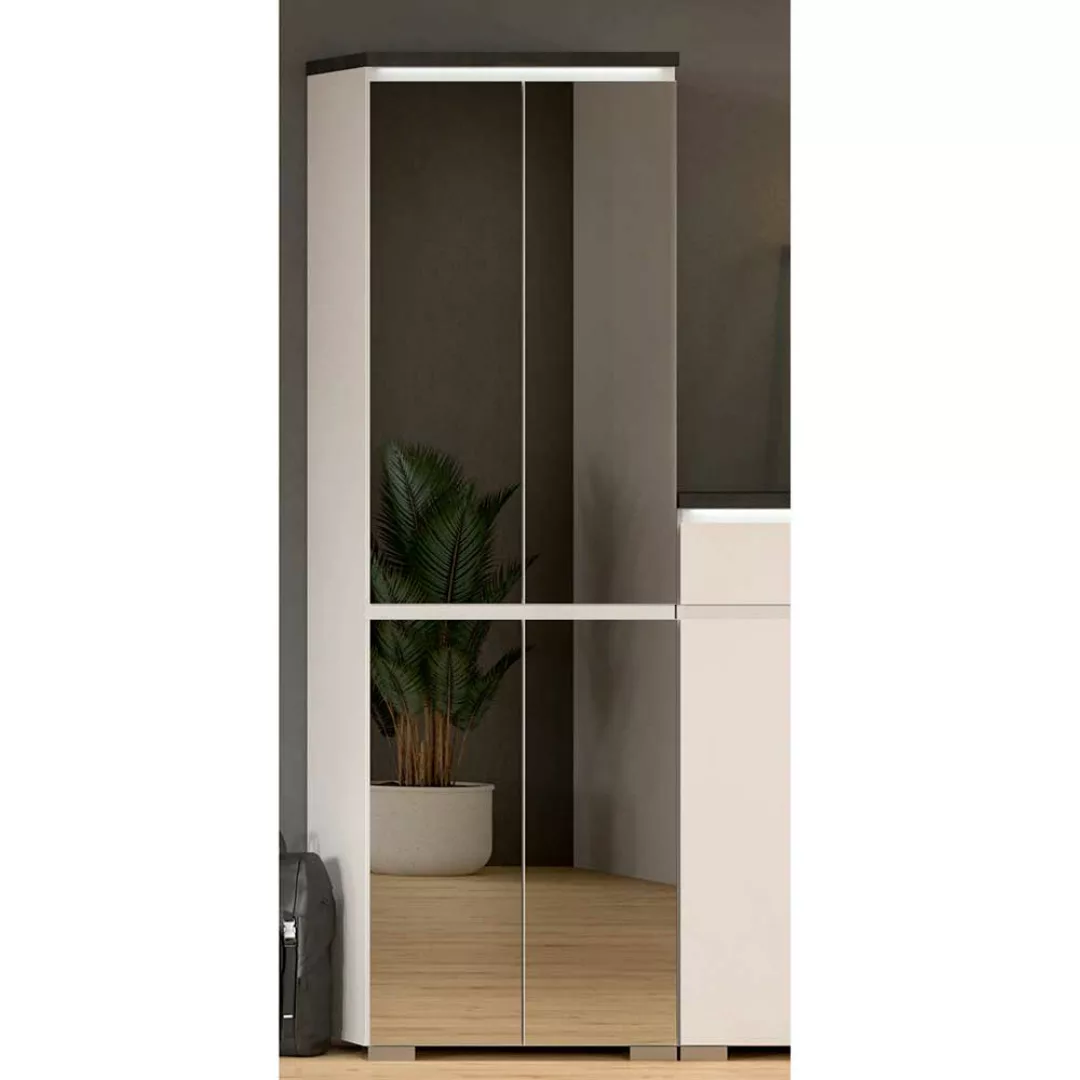 Schuhschrank mit Spiegeltür in Weiß 194 cm hoch - 60 cm breit günstig online kaufen