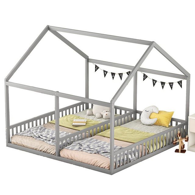 Sweiko Kinderbett, 2-in-1 Bett, Hausbett mit Dach und Rausfallschutz, 90*20 günstig online kaufen