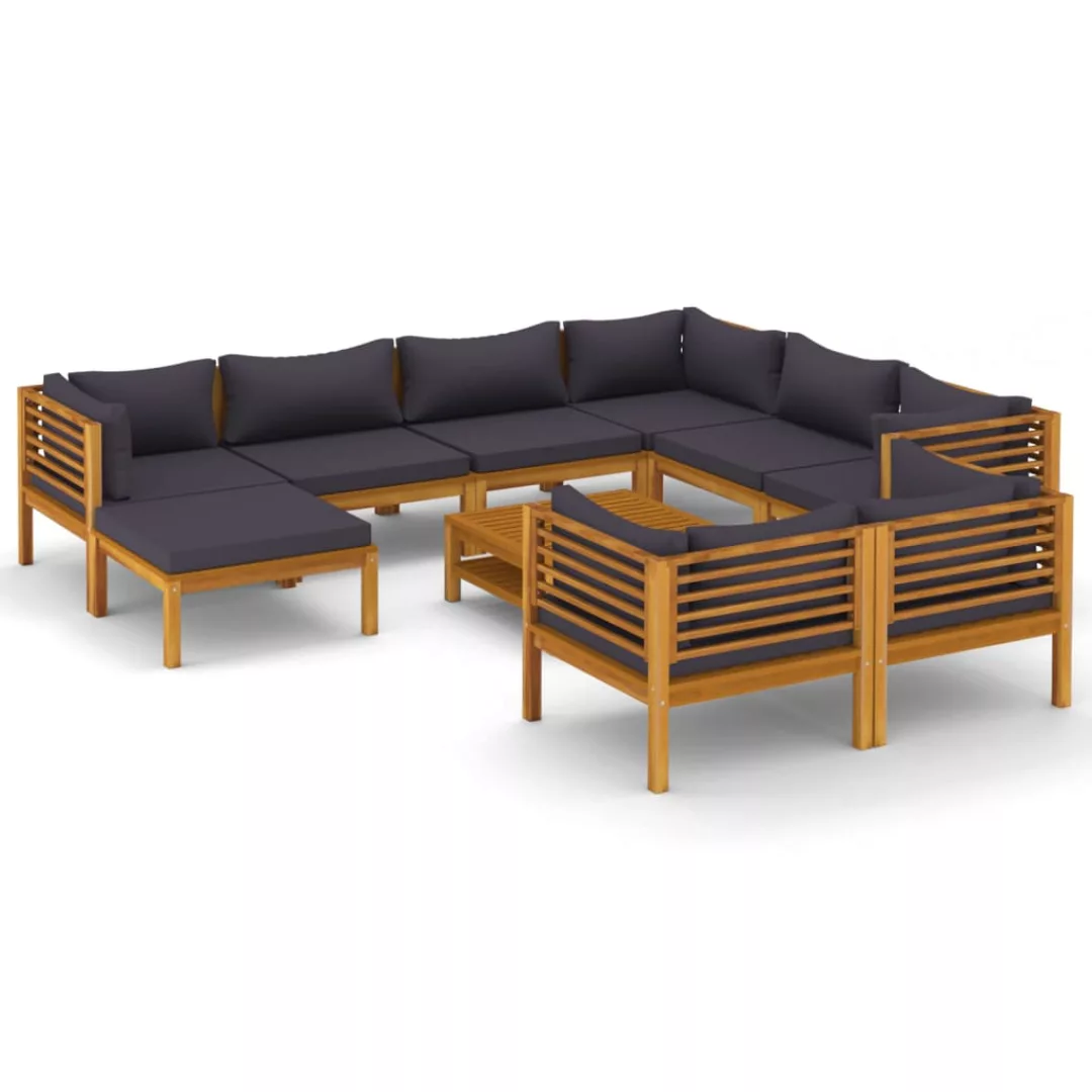 10-tlg. Garten-lounge-set Mit Auflage Massivholz Akazie günstig online kaufen