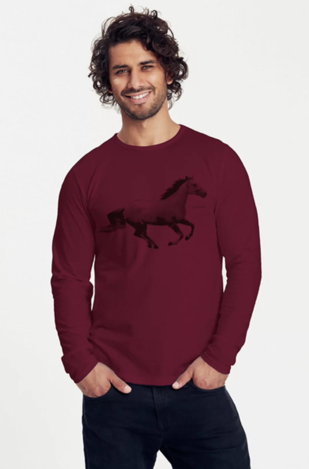 Bio-herren-langarmshirt Horsepower günstig online kaufen