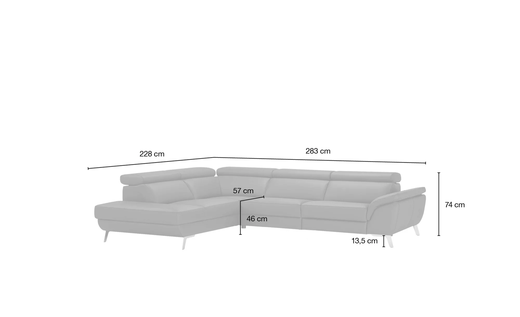 uno Ecksofa Leder  Dallas ¦ rot ¦ Maße (cm): B: 283 H: 74 T: 228 Polstermöb günstig online kaufen