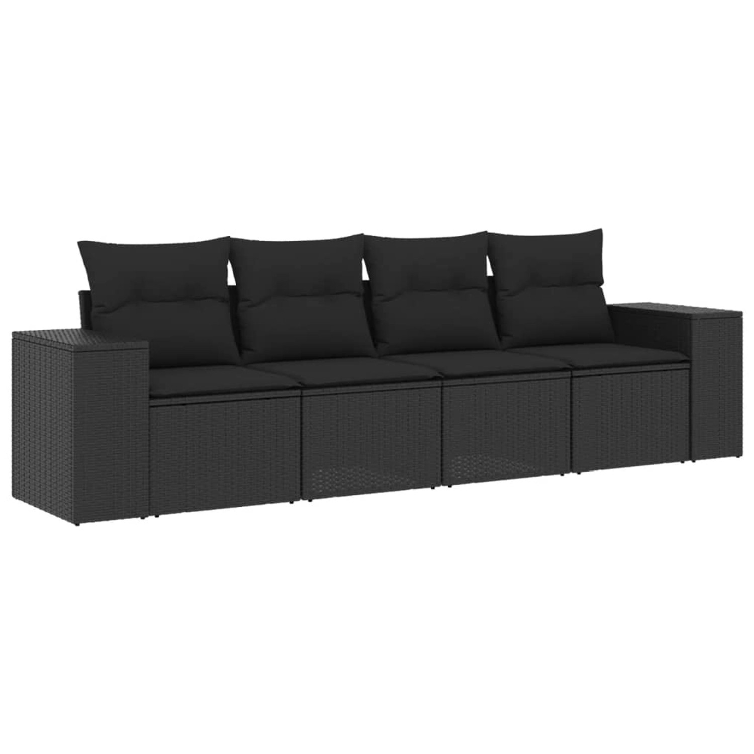 vidaXL 4-Tlg Garten-Sofagarnitur mit Kissen Schwarz Poly Rattan 3254612 günstig online kaufen