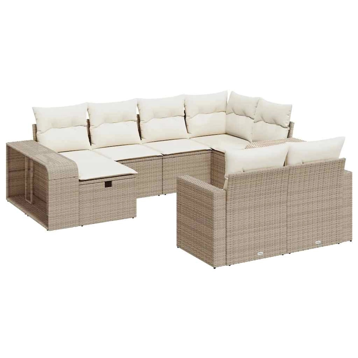 vidaXL 10-Tlg Garten-Sofagarnitur mit Kissen Beige Poly Rattan 3326062 günstig online kaufen