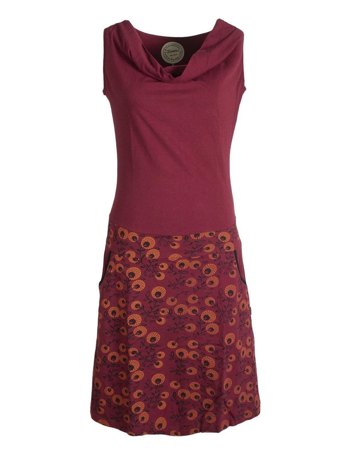Vishes Sommerkleid Kleid Blumen-Muster, Wasserfall-Kragen und günstig online kaufen
