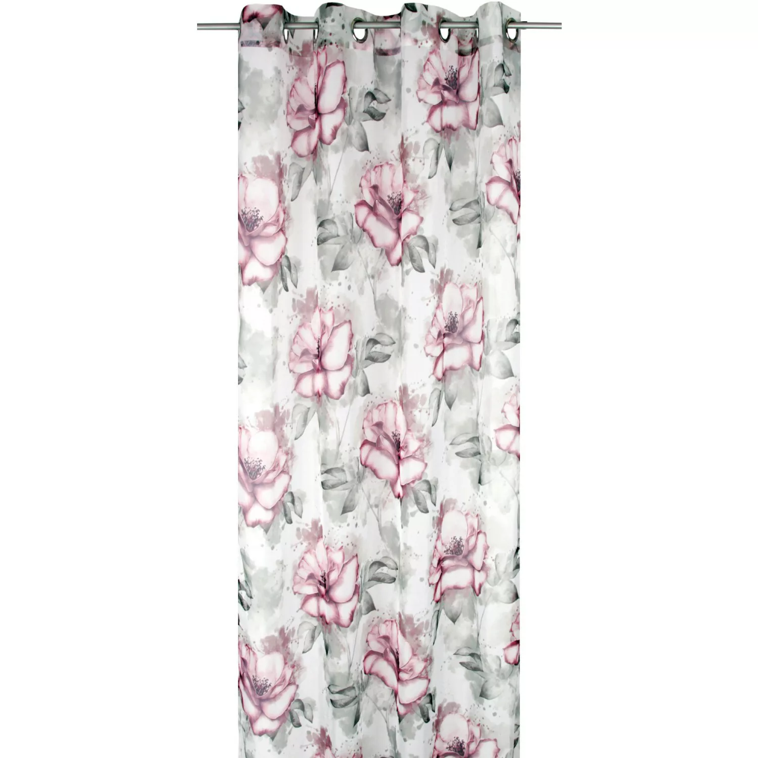 Arsvita Gardine Ösenschal 140 cm x 245 cm Voile mit Druck Flower 2er Pack günstig online kaufen