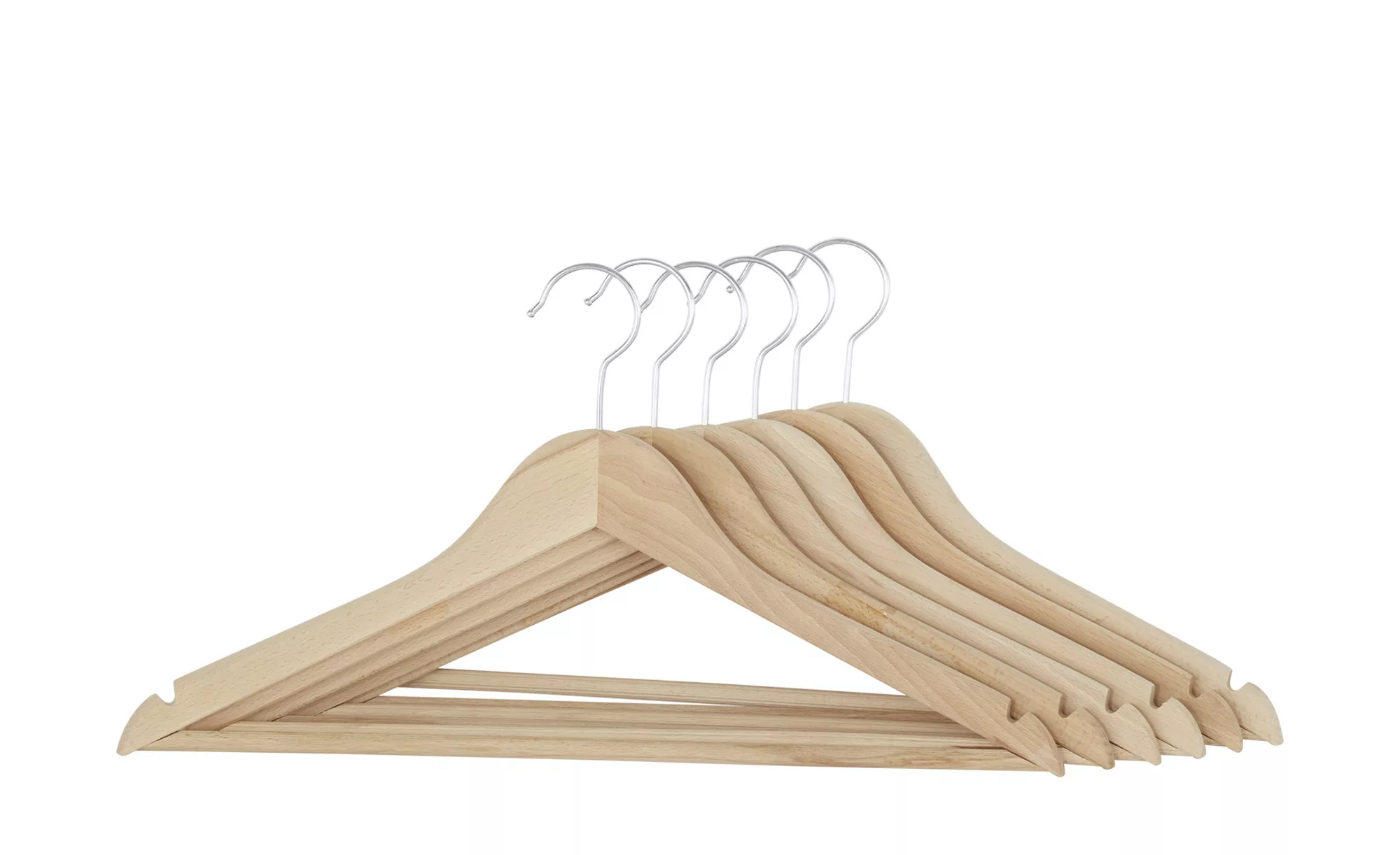 Kleiderbügel, 6er-Set - holzfarben - Holz - Aufbewahrung > Wäscheaufbewahru günstig online kaufen