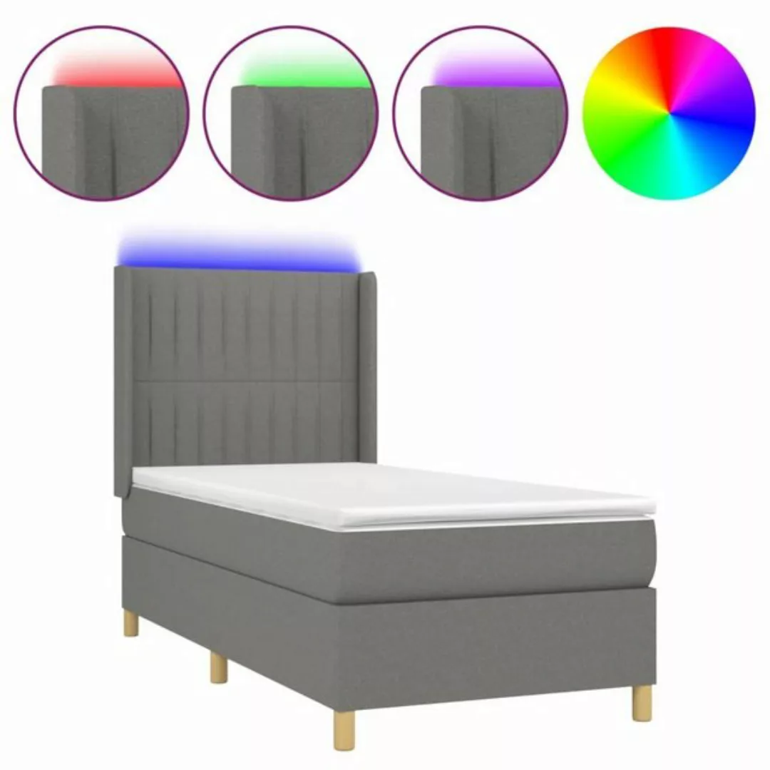 vidaXL Bettgestell Boxspringbett mit Matratze LED Dunkelgrau 90x190 cm Stof günstig online kaufen