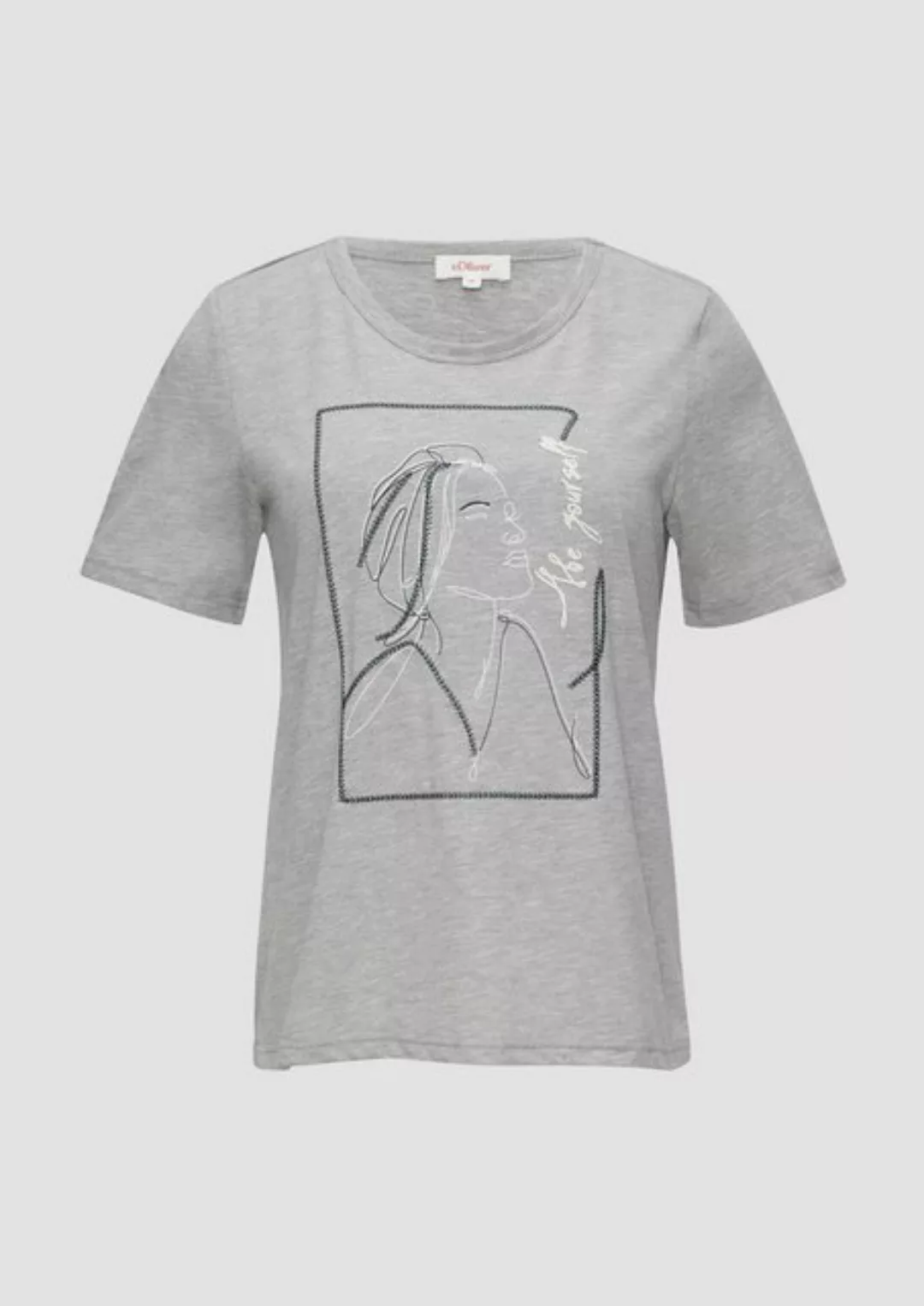 s.Oliver Kurzarmshirt T-Shirt mit Stickerei-Artwork Stickerei günstig online kaufen