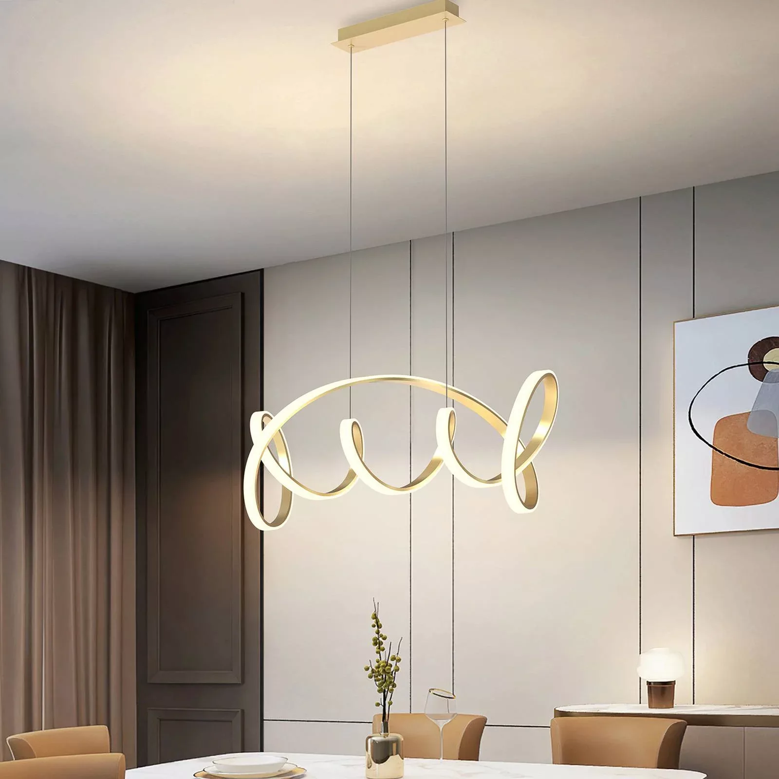 LED-Hängeleuchte Kira, goldfarben, Länge 102 cm, 4000 K günstig online kaufen
