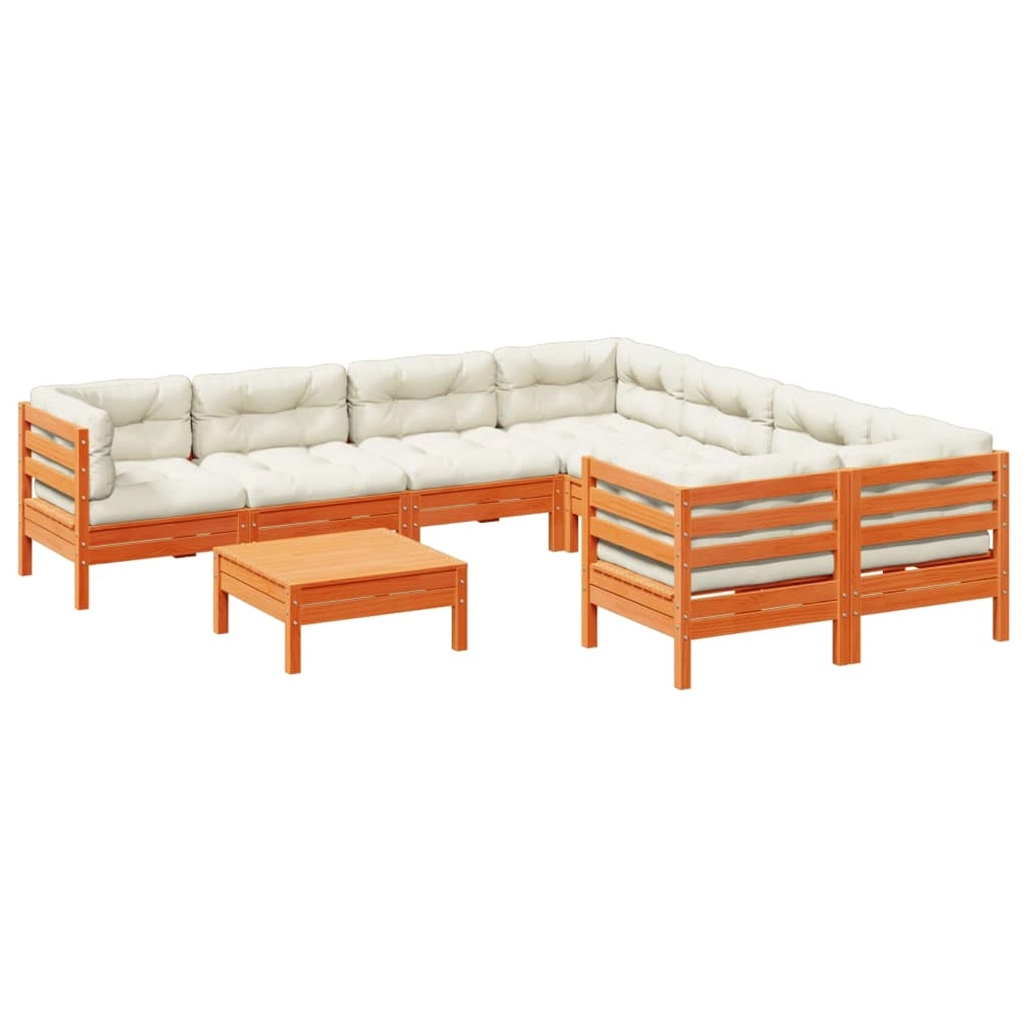 vidaXL 9-Tlg Garten-Sofagarnitur mit Kissen Wachsbraun Kiefernholz 3299374 günstig online kaufen
