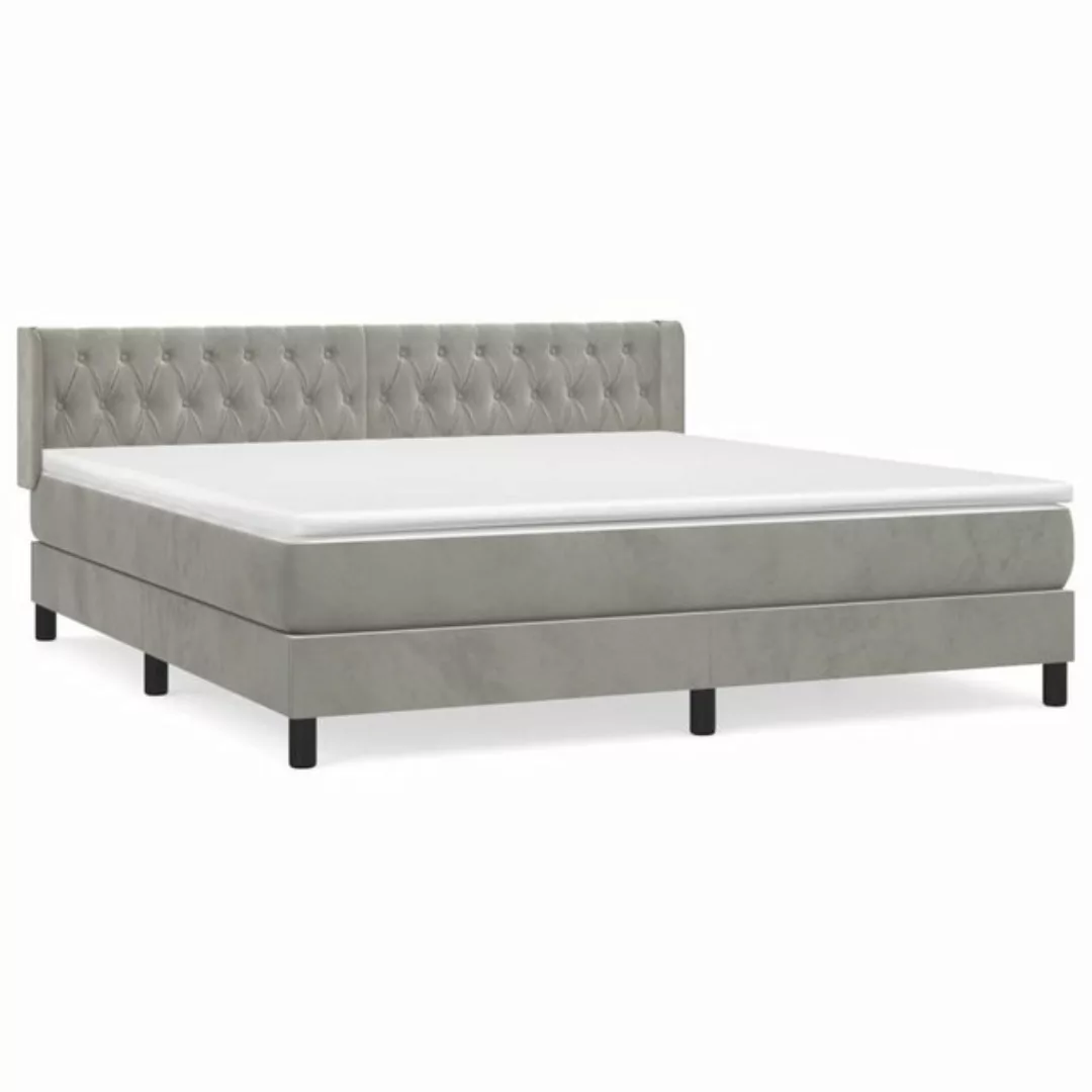 vidaXL Bettgestell Boxspringbett mit Matratze Hellgrau 160x200 cm Samt Bett günstig online kaufen