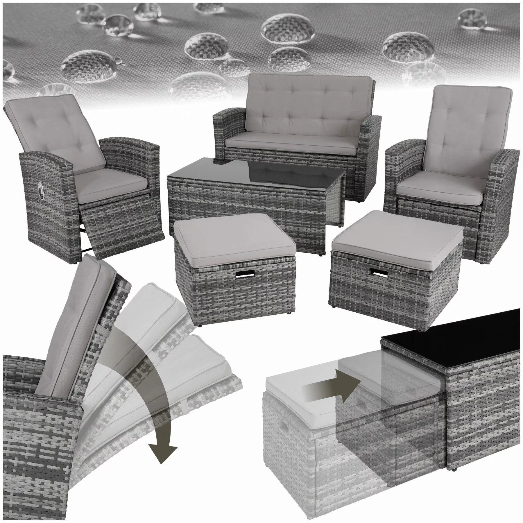 tectake Loungeset Rattan Lounge, (Set., 6-tlg), günstig online kaufen
