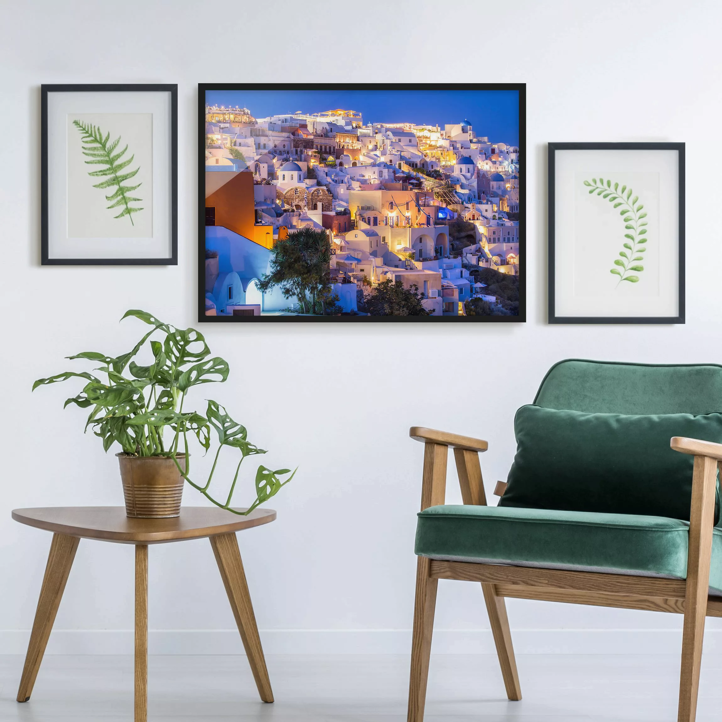 Bild mit Rahmen Santorini at night günstig online kaufen