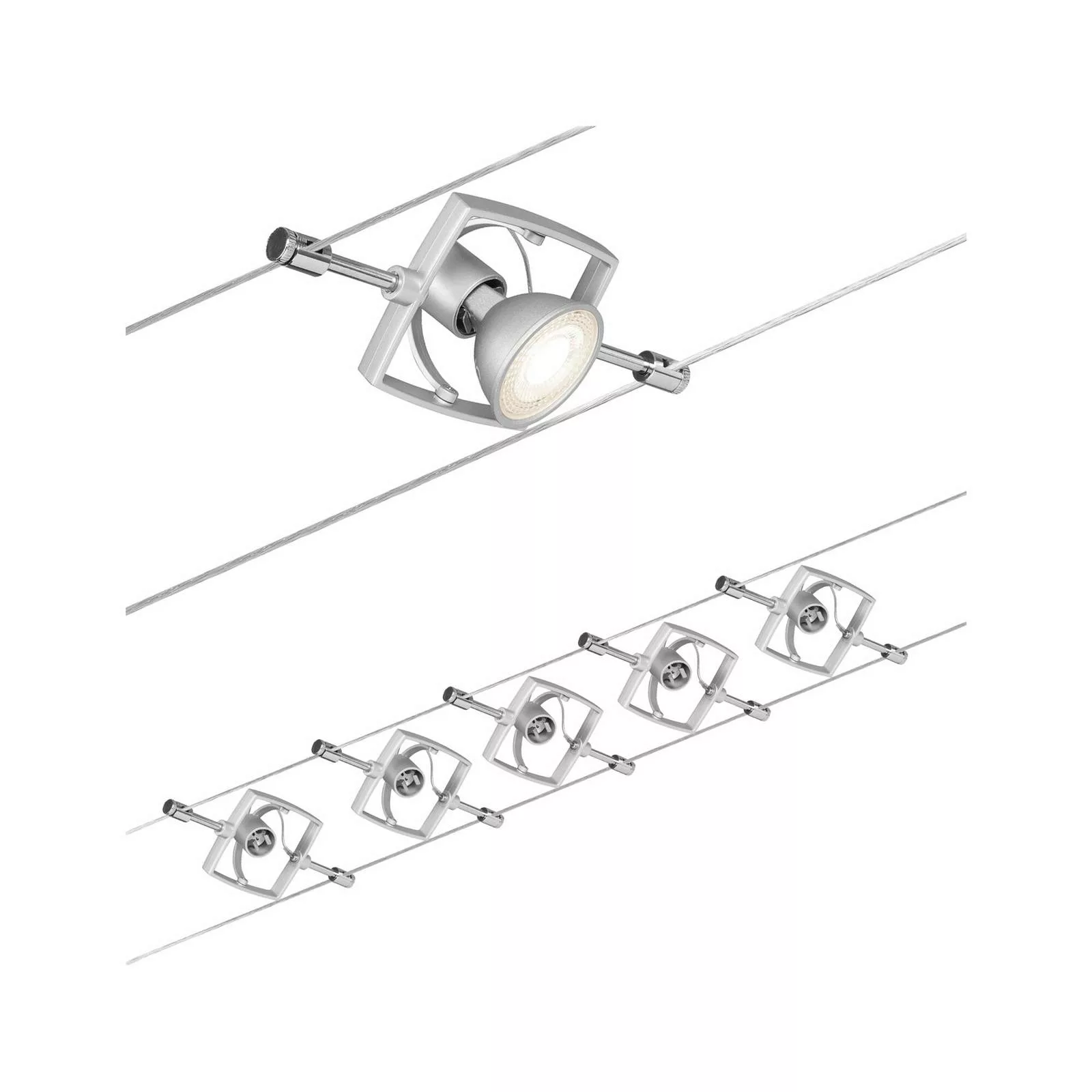 Paulmann Mac II Seilsystem, Chrom matt mit 5 Spots günstig online kaufen