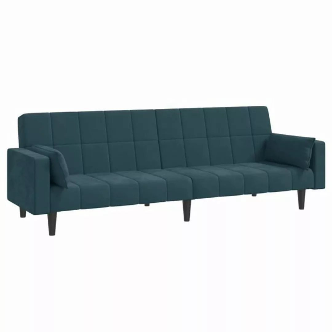 vidaXL Sofa Schlafsofa 2-Sitzer mit 2 Kissen Blau Samt günstig online kaufen