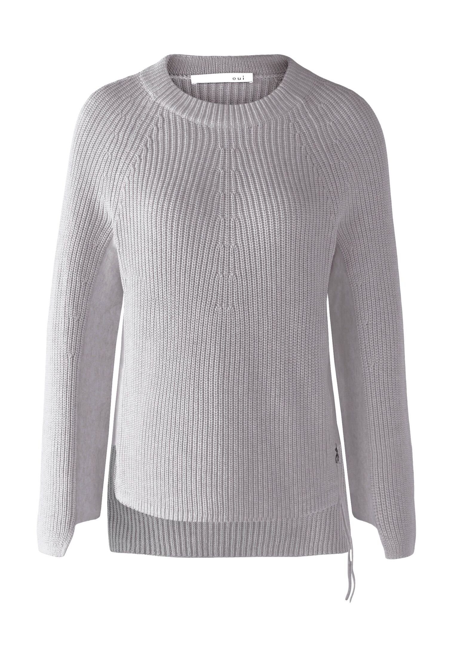 Oui Rundhalspullover RUBI Pullover mit Reßverschuss günstig online kaufen