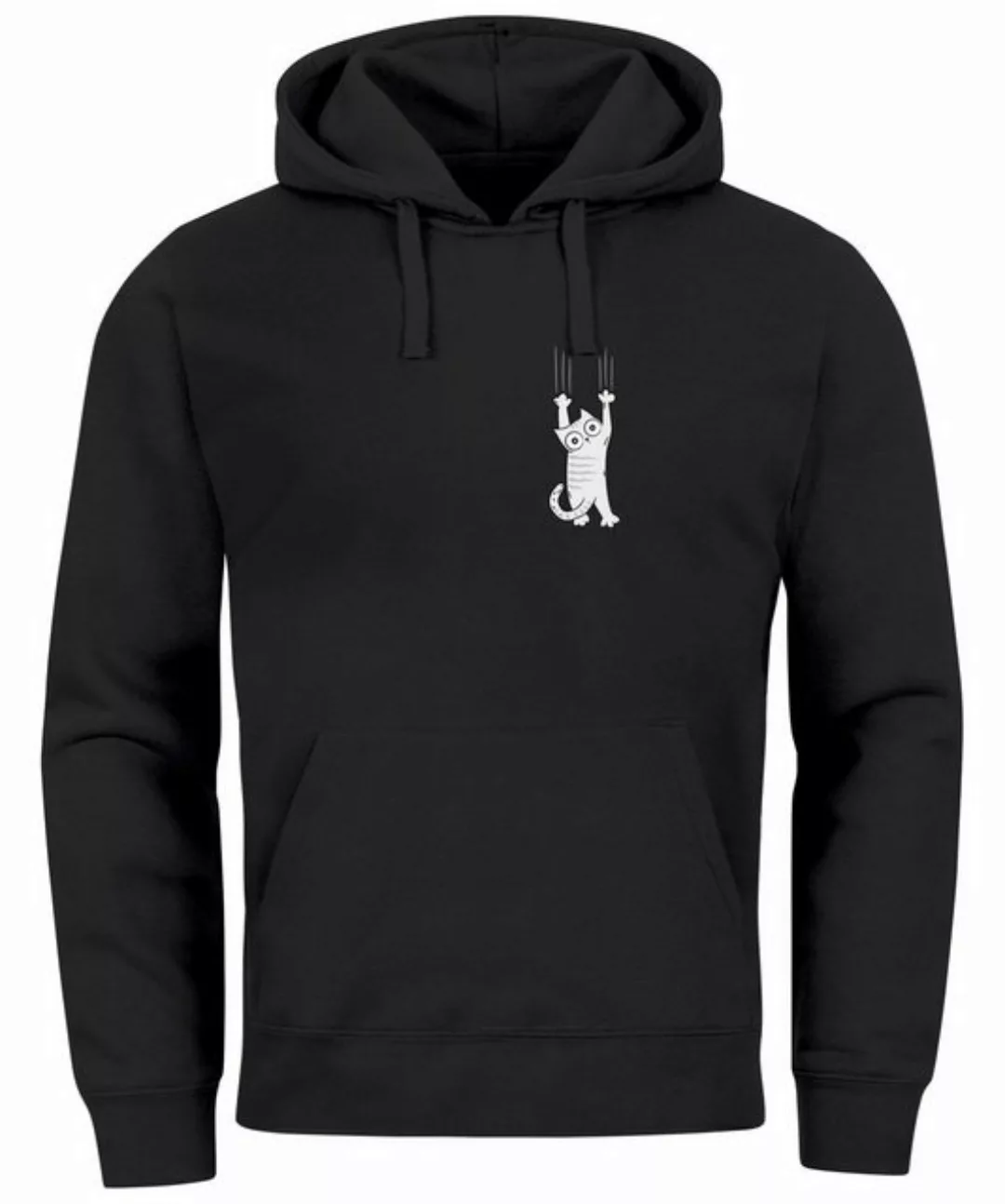 Neverless Hoodie Hoodie Herren Aufdruck Katze Cat Logo lustig Kapuzen-Pullo günstig online kaufen