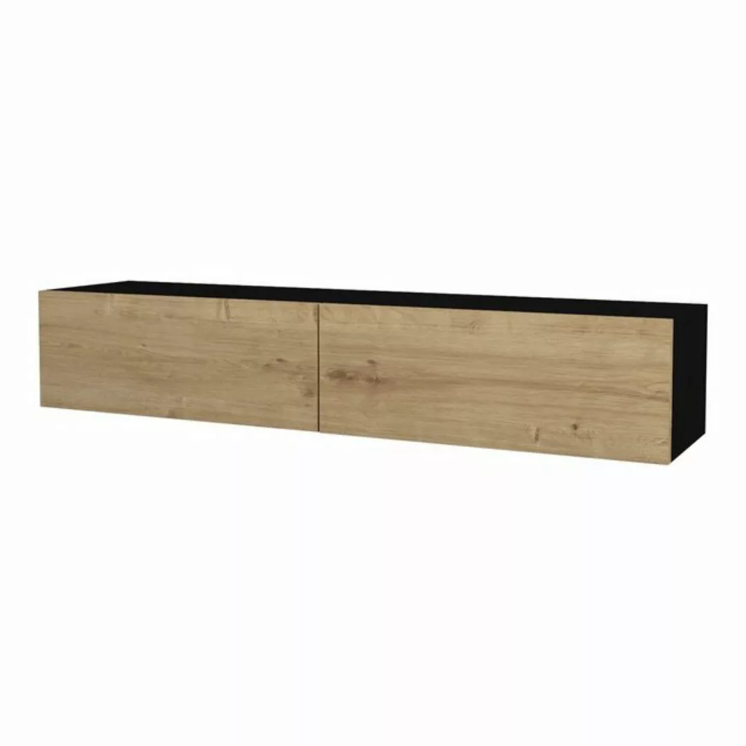 en.casa TV-Schrank »Toivakka« Fernsehschrank 135x31x25cm Schwarz/Eiche-Opti günstig online kaufen