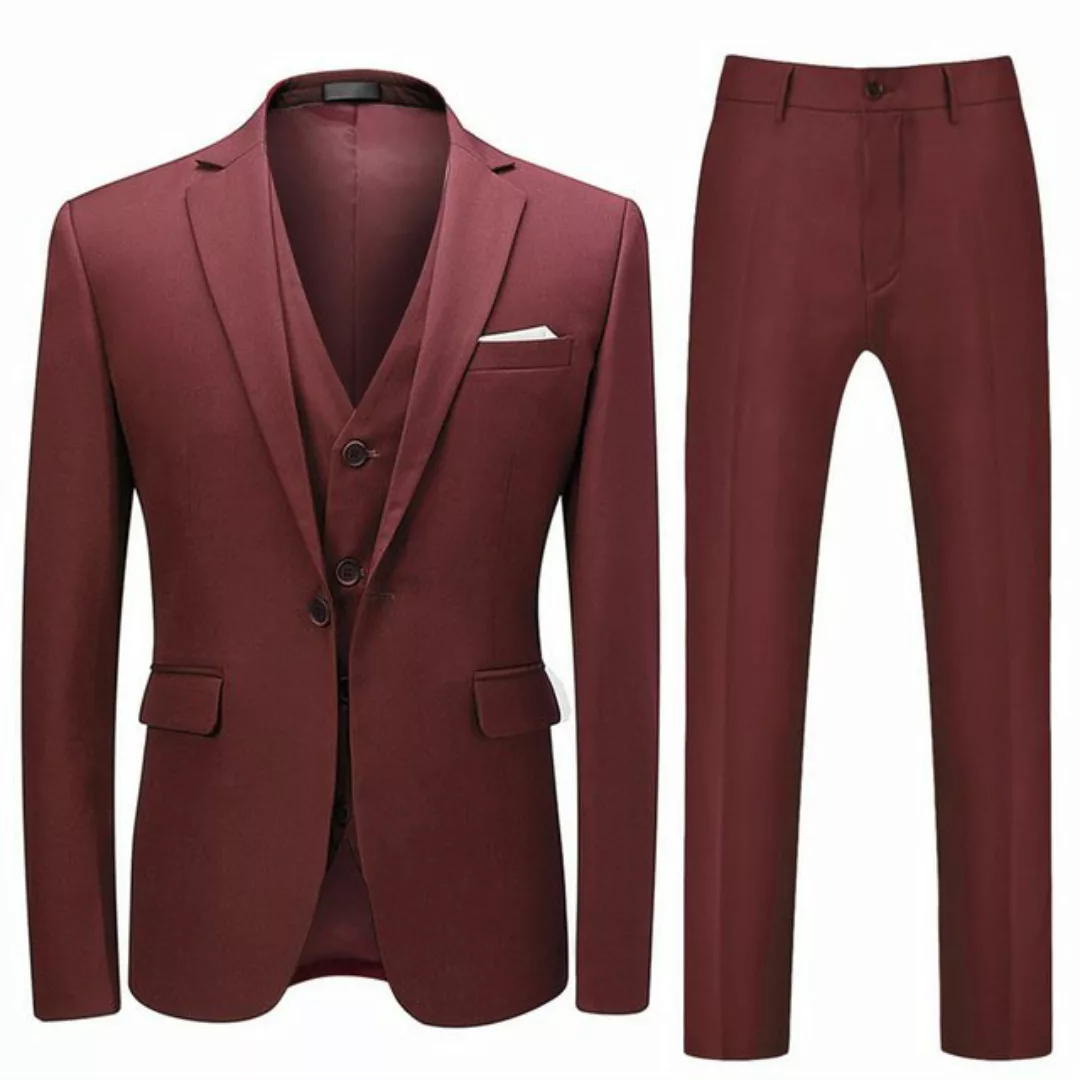 Allthemen Anzug (3 tlg, Sakko & Weste & Hose) Herren 1-Knopf-Businessanzug günstig online kaufen