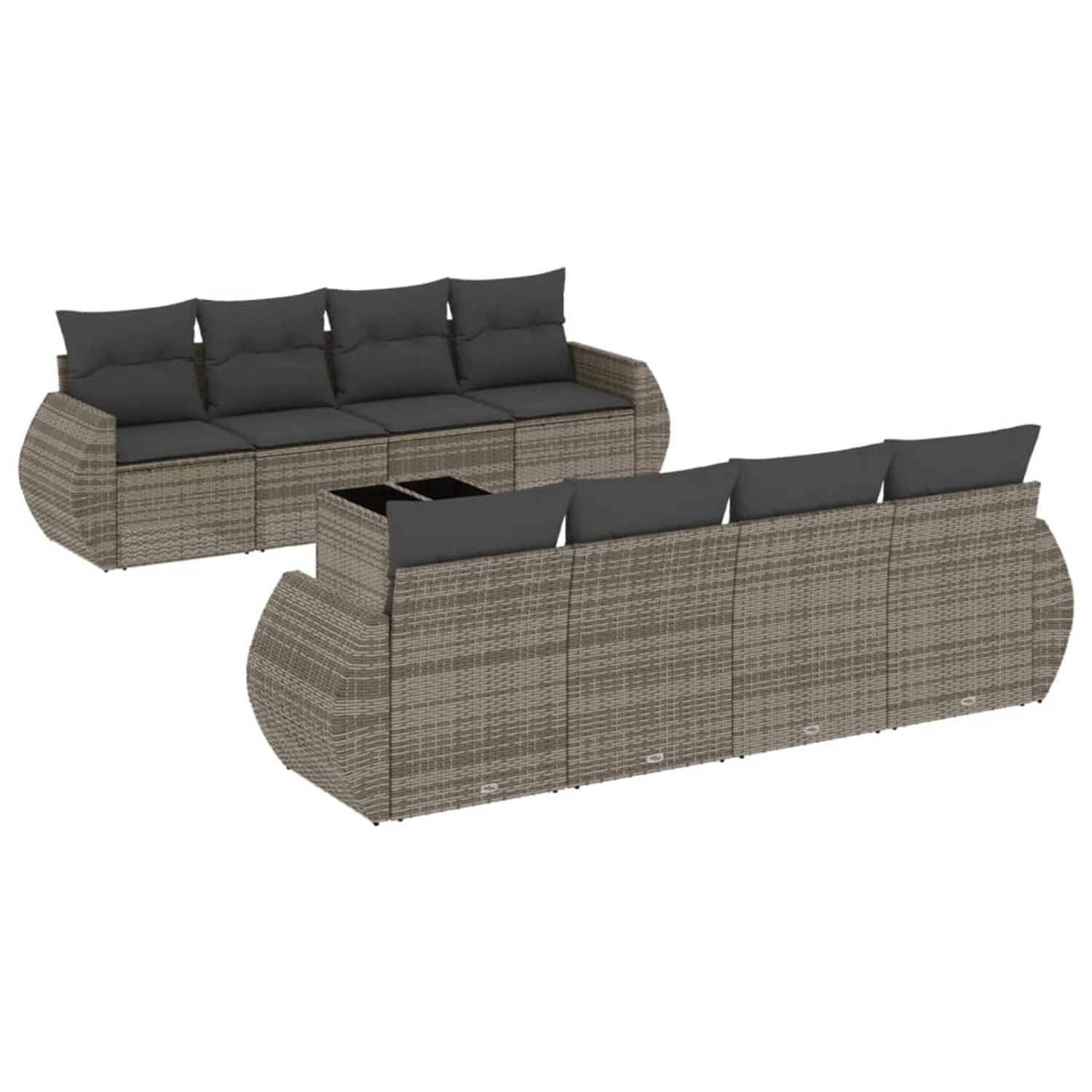 vidaXL 9-Tlg Garten-Sofagarnitur mit Kissen Grau Poly Rattan 3221149 günstig online kaufen