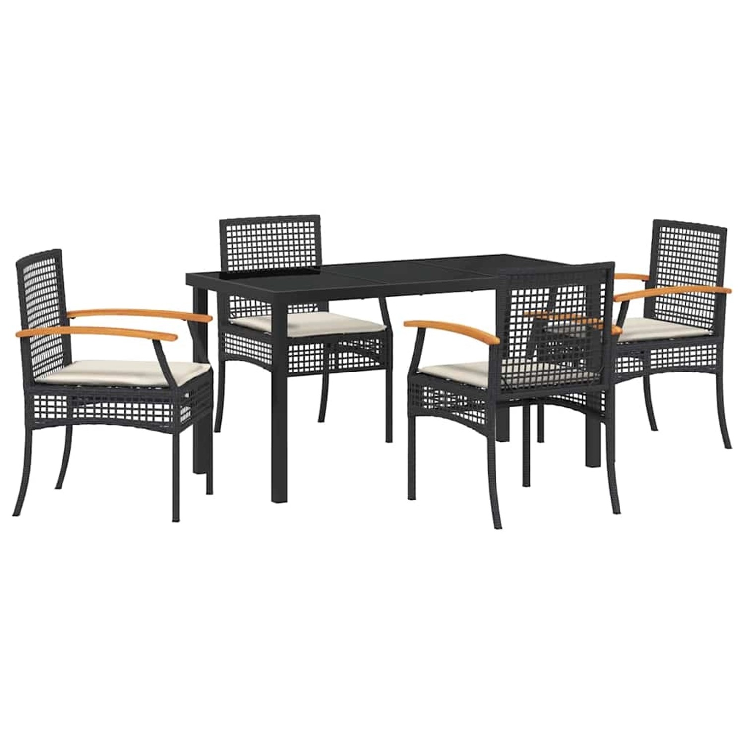 vidaXL Garten Essgruppe 5-Tlg Schwarz Poly Rattan 3380815 günstig online kaufen