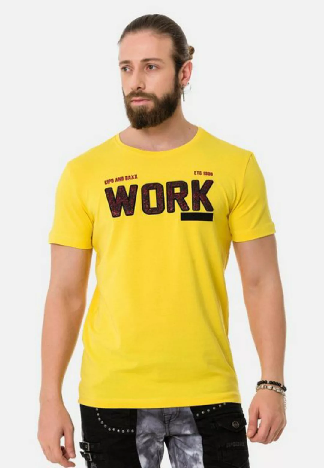Cipo & Baxx T-Shirt mit coolem Work-Aufdruck günstig online kaufen