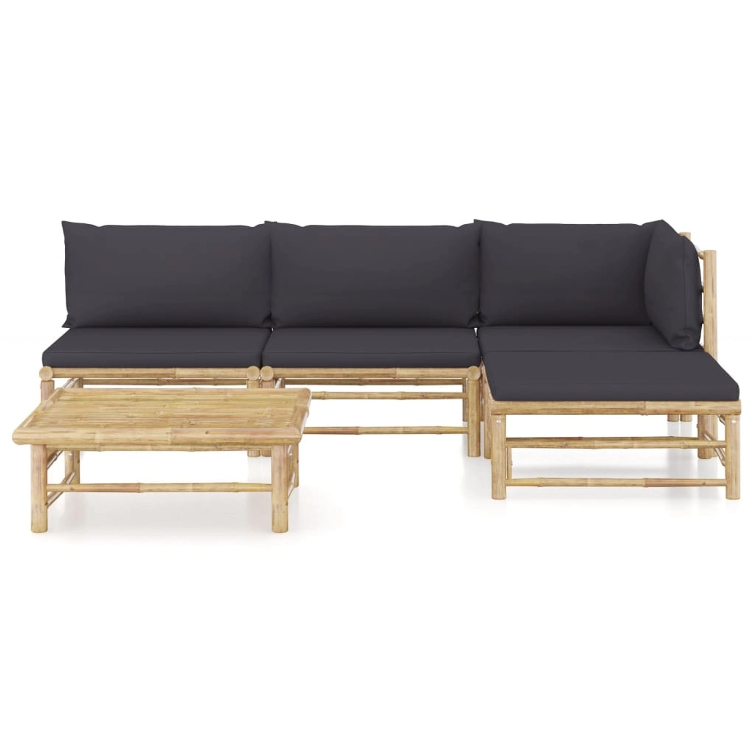 vidaXL 5-tlg Garten-Lounge-Set mit Dunkelgrauen Kissen Bambus Modell 1 günstig online kaufen