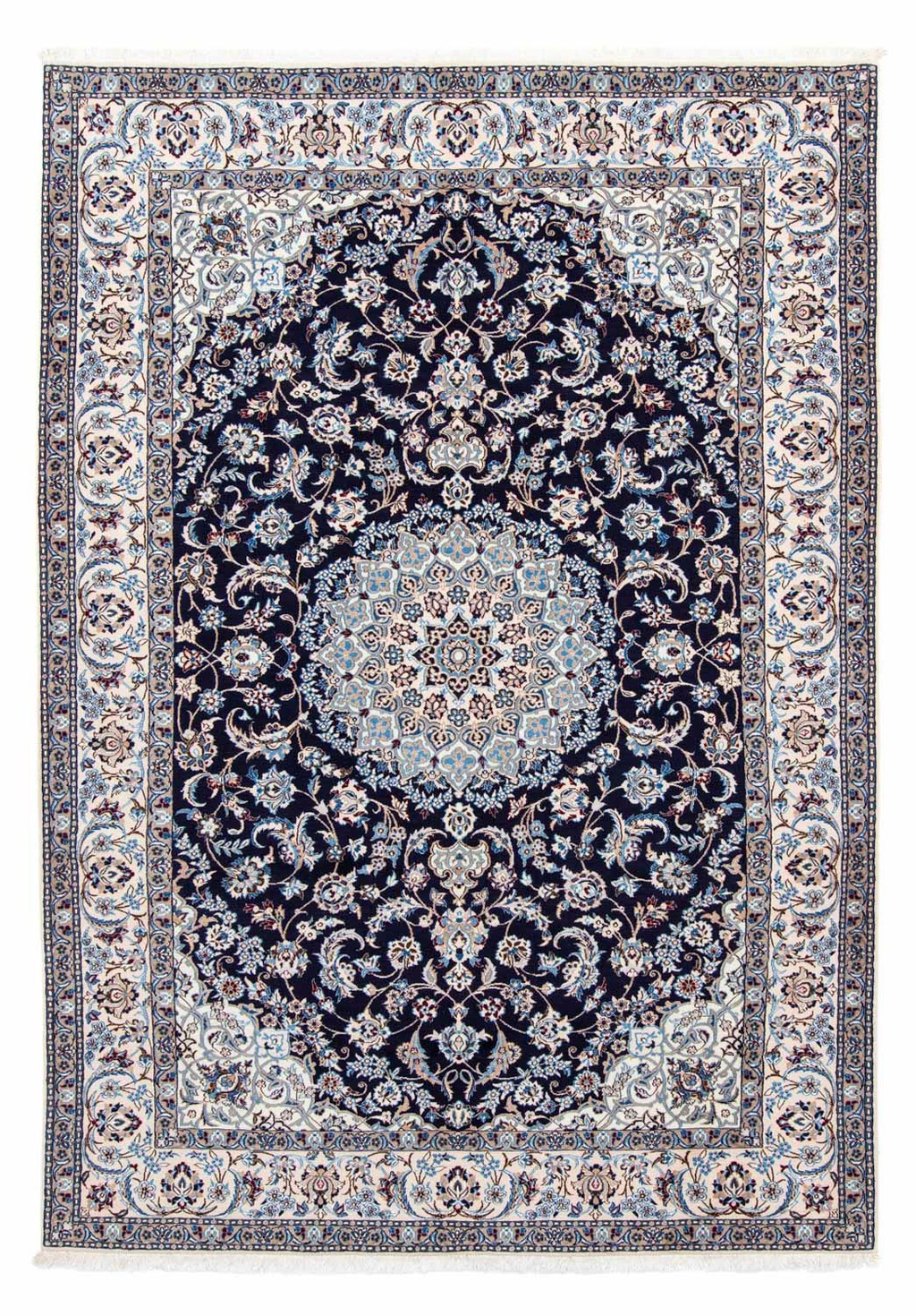 morgenland Wollteppich »Nain 9la Medaillon Blu scuro 300 x 202 cm«, rechtec günstig online kaufen
