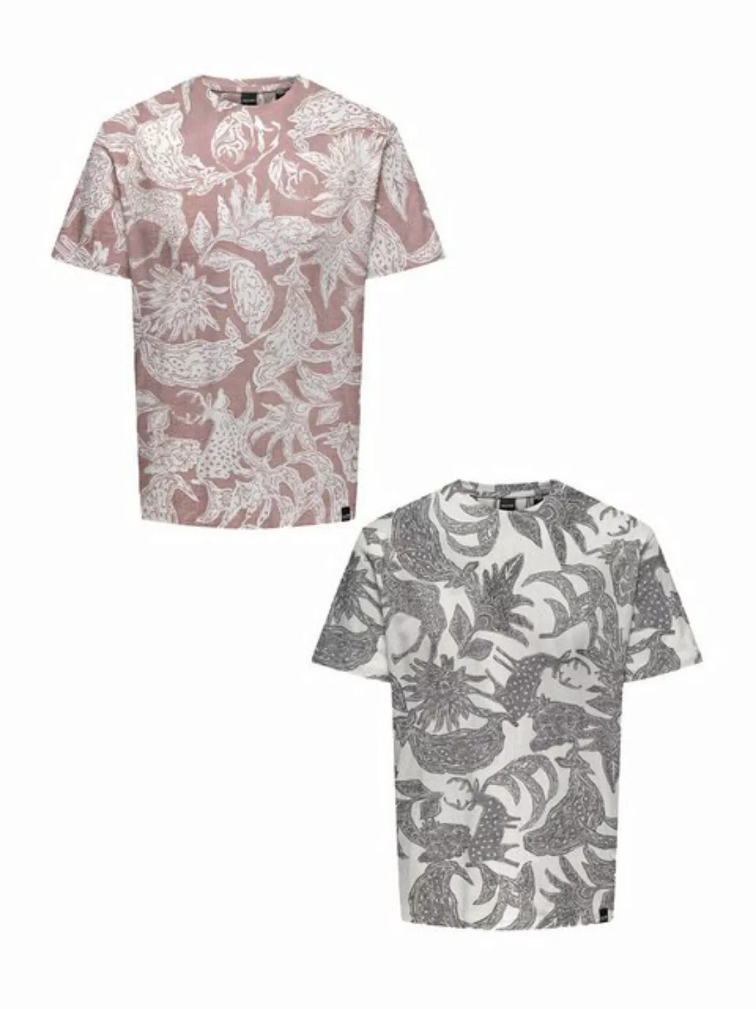 ONLY & SONS T-Shirt T-Shirt 2er-Set Rundhals Kurzarm (1-tlg) 7634 in Weiß-R günstig online kaufen