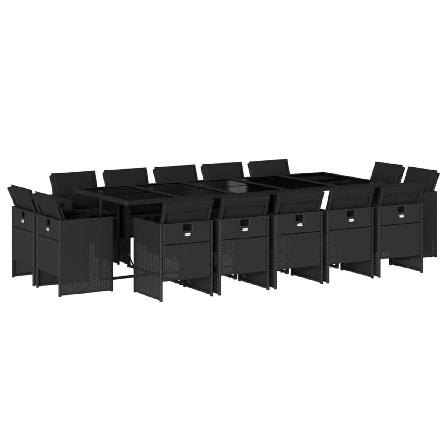 vidaXL 15-Tlg Garten-Essgruppe mit Kissen Schwarz Poly Rattan 3277818 günstig online kaufen