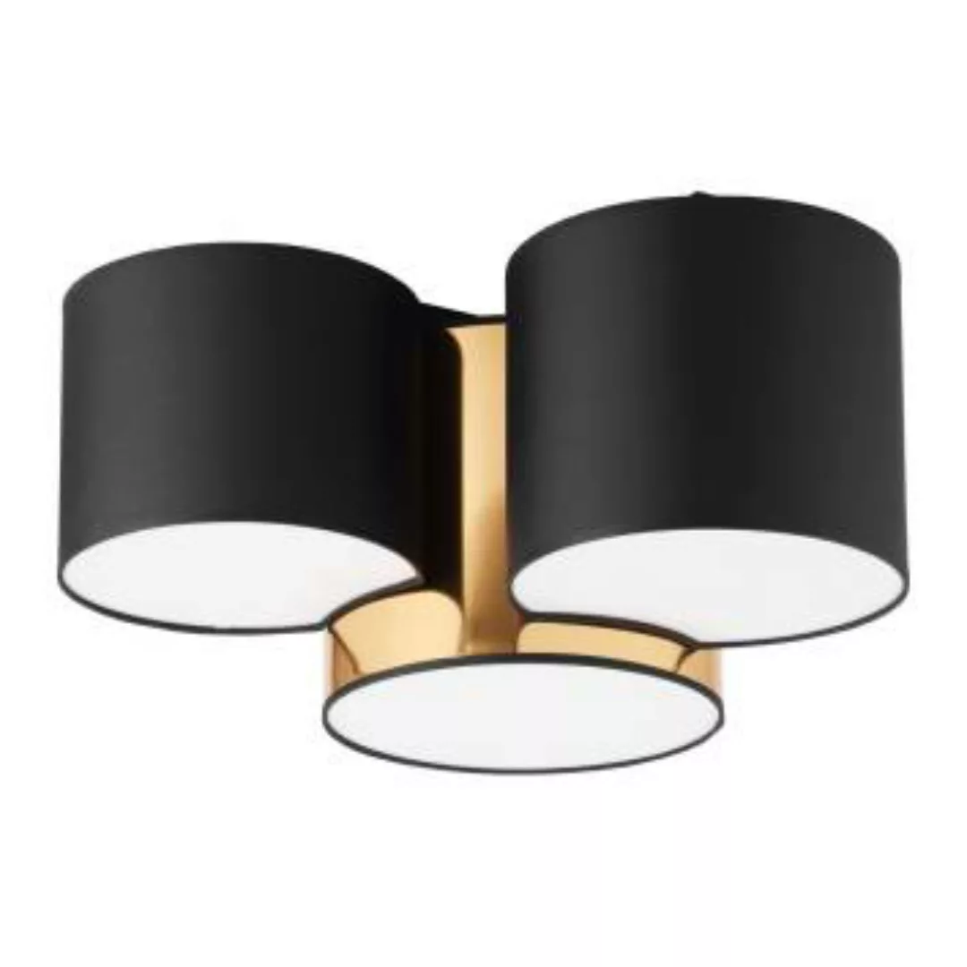 Deckenlampe Stoff Schwarz Gold blendarm E27 Wohnzimmer günstig online kaufen