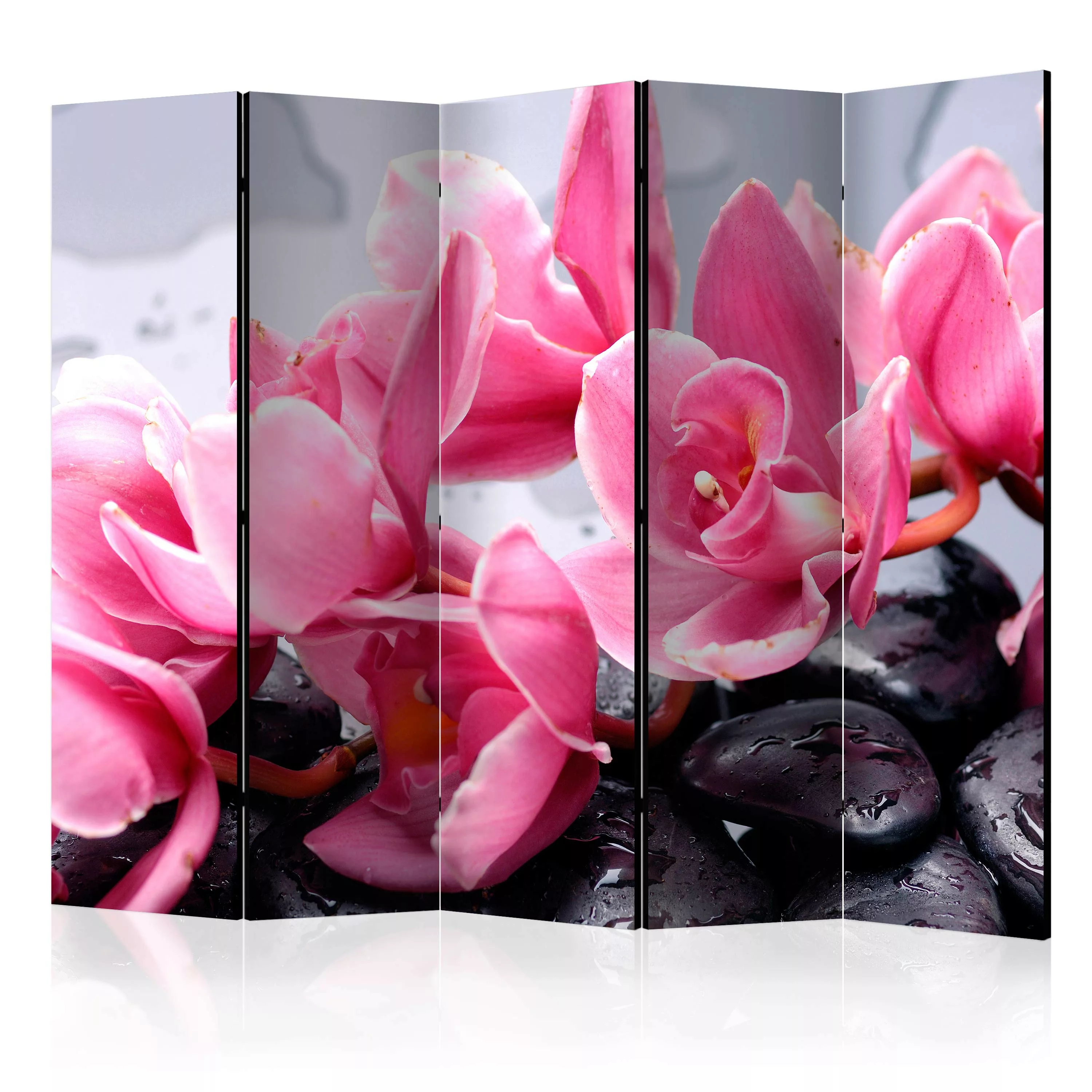 5-teiliges Paravent - Orchid Flowers With Zen Stones Ii [room Dividers] günstig online kaufen