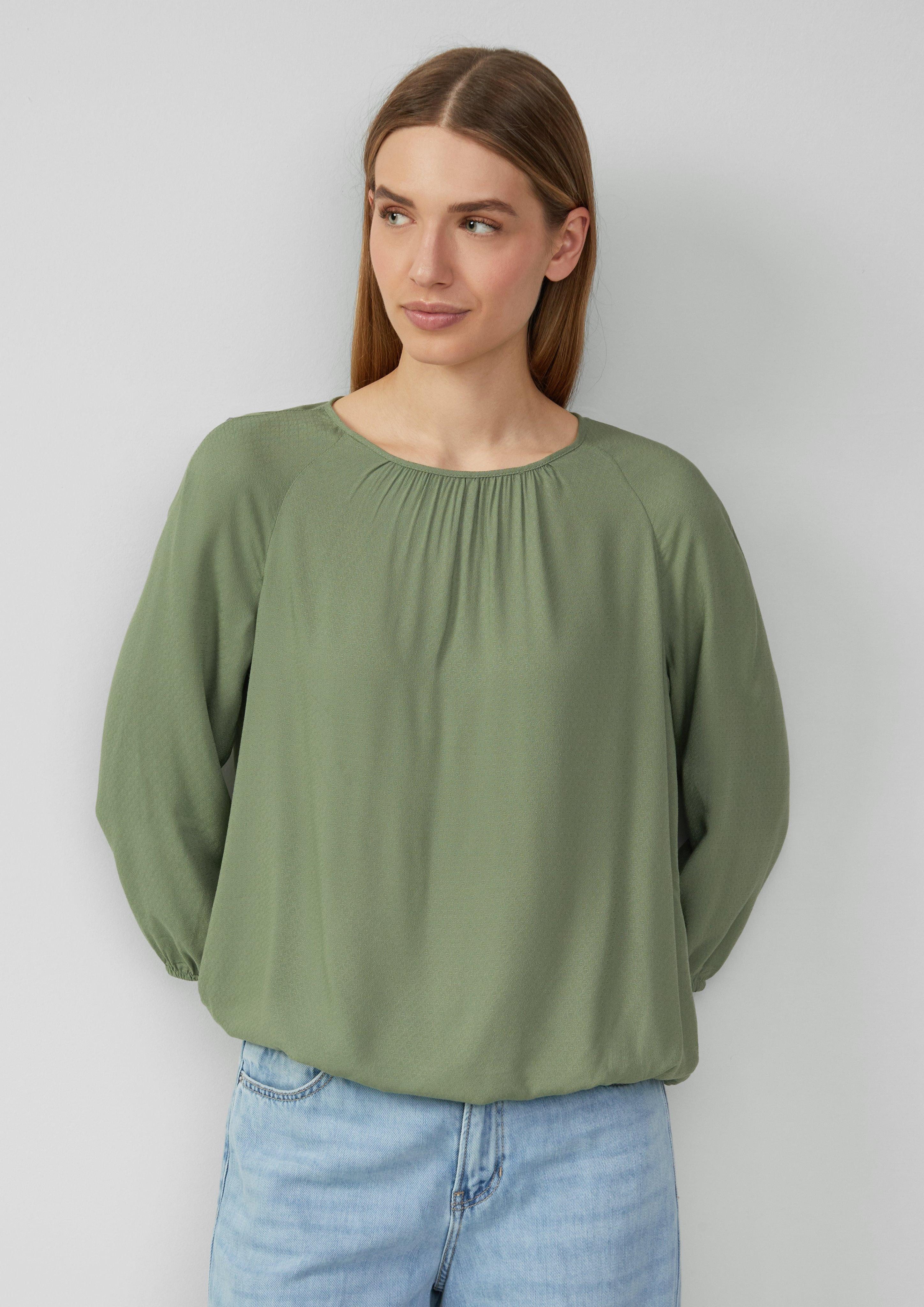 s.Oliver Langarmbluse Strukturierte Viskose-Bluse mit Raff-Details günstig online kaufen