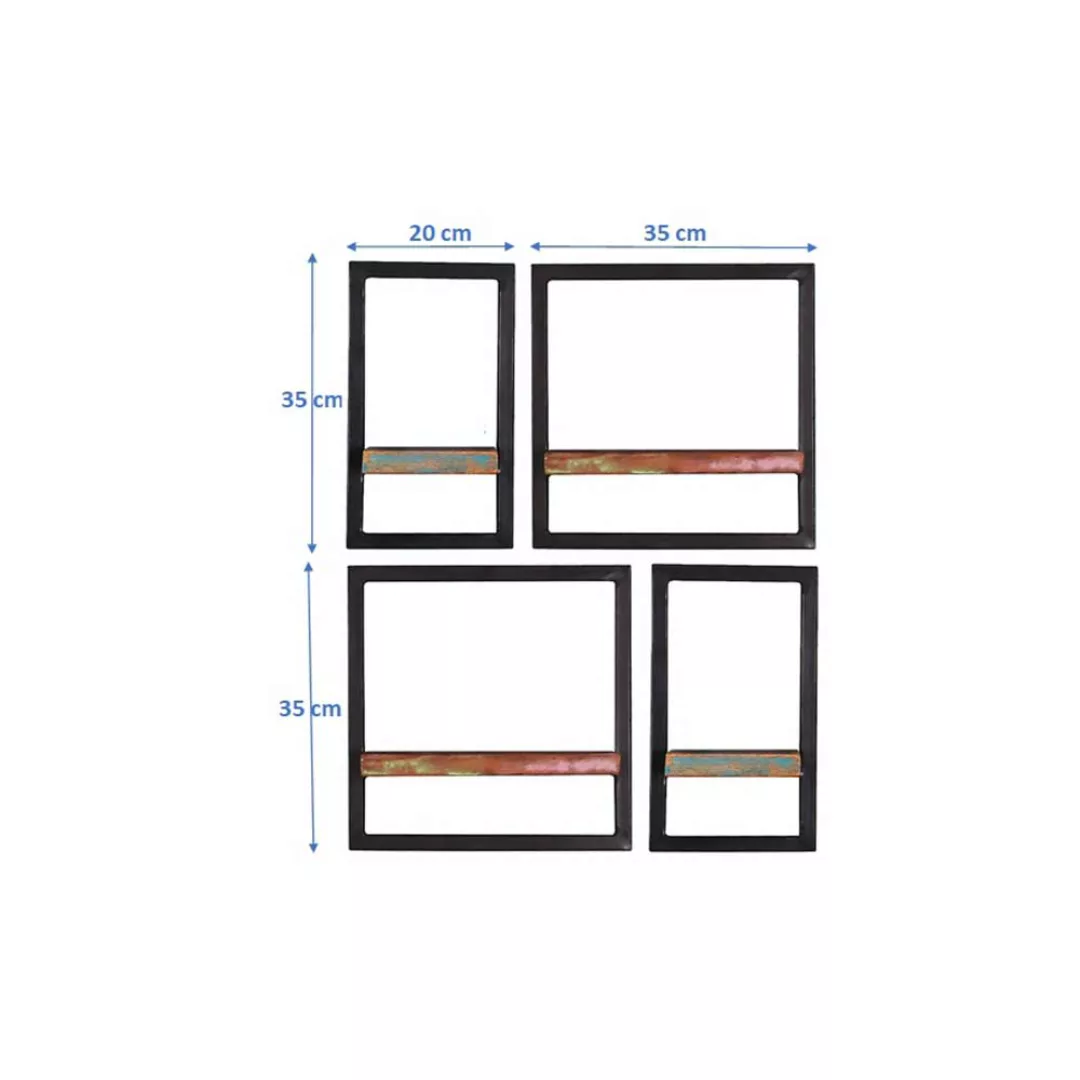Vier Wandboards aus Recyclingholz & Metall Shabby Chic Stil (vierteilig) günstig online kaufen