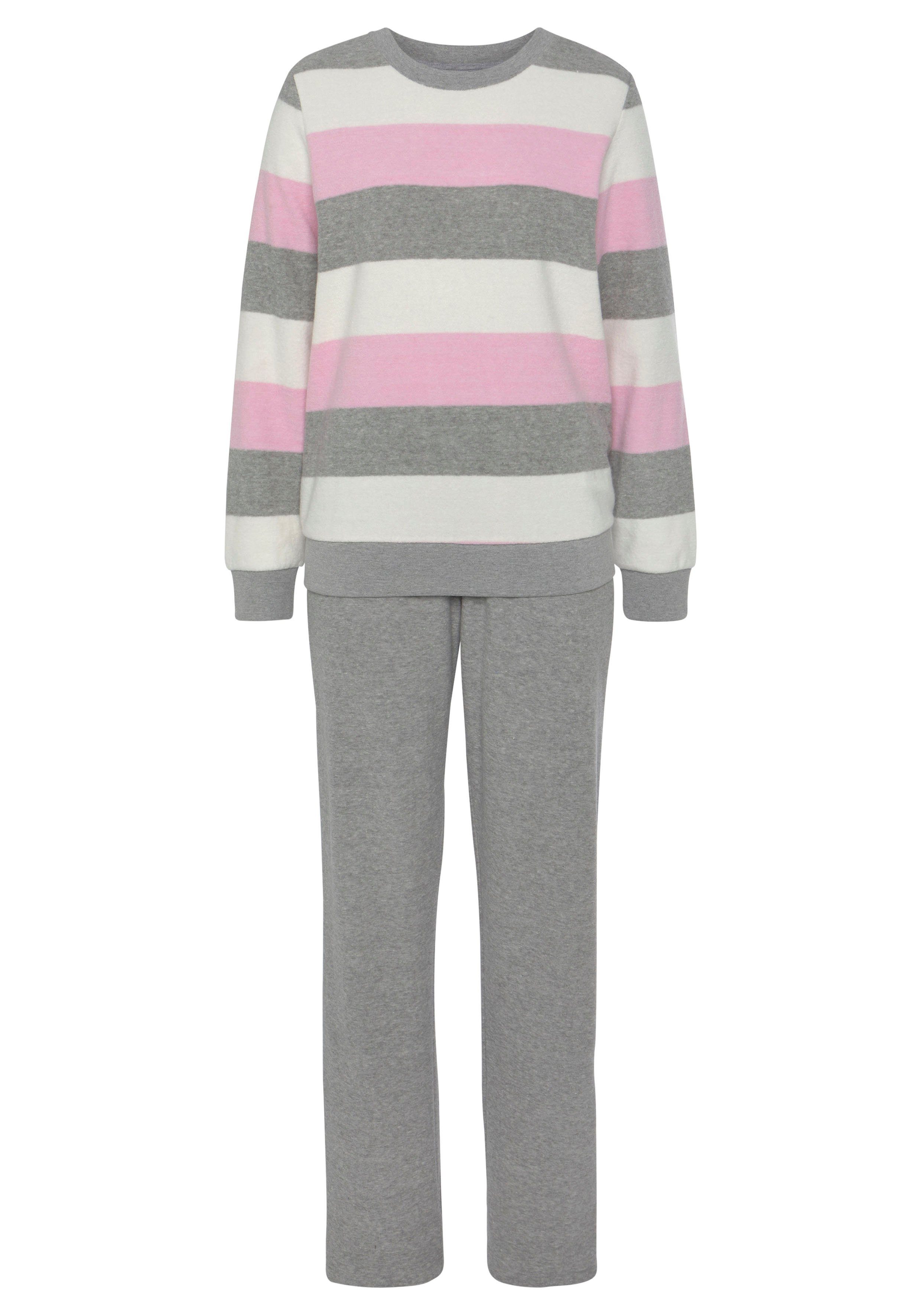 Vivance Dreams Pyjama, (2 tlg.), aus weichem Frottée und mit Colorblock Str günstig online kaufen