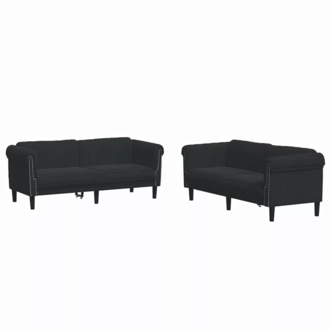 vidaXL Sofa, 2-tlg. Sofagarnitur Schwarz Samt günstig online kaufen