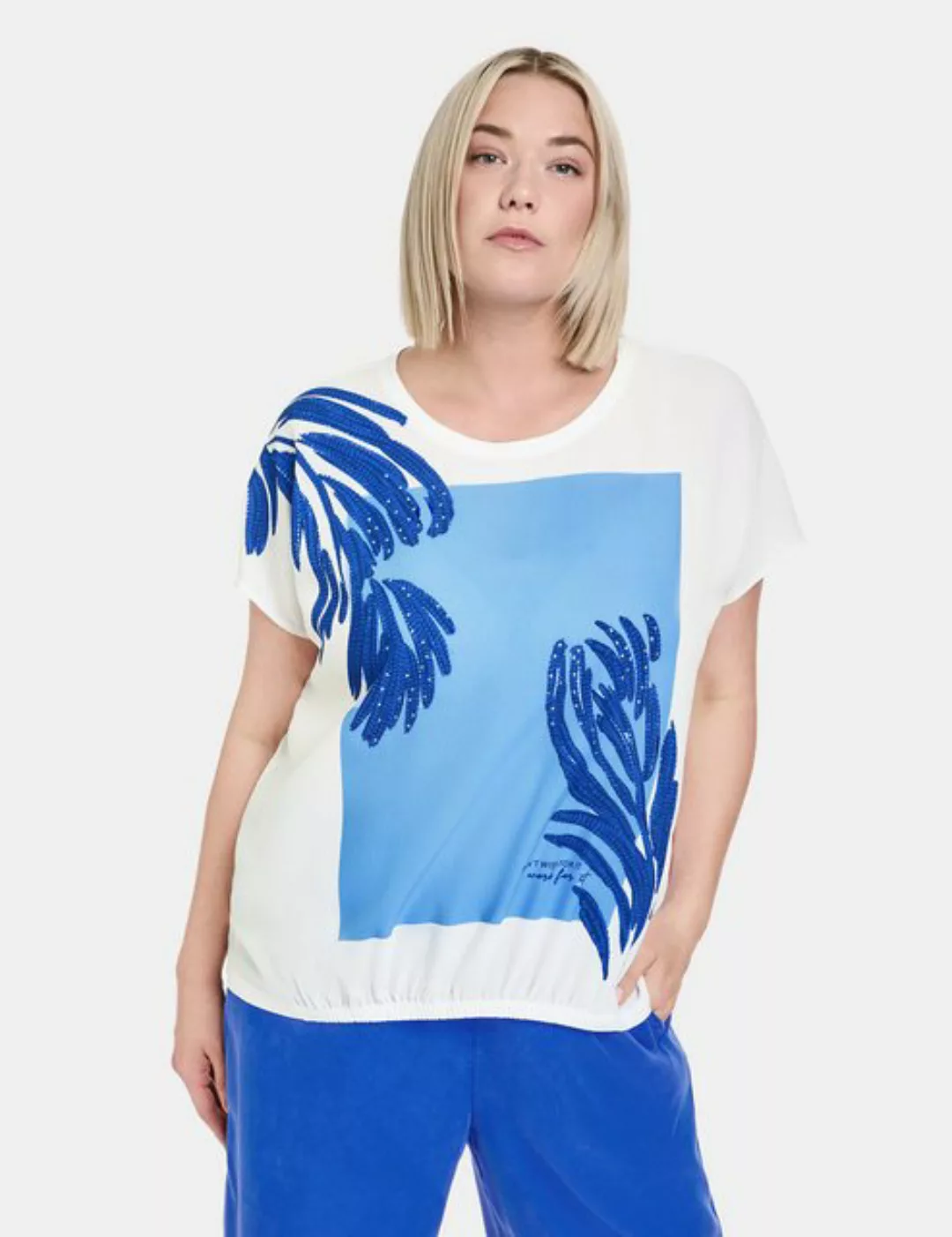 Samoon Kurzarmshirt Blusenshirt mit Material-Mix günstig online kaufen