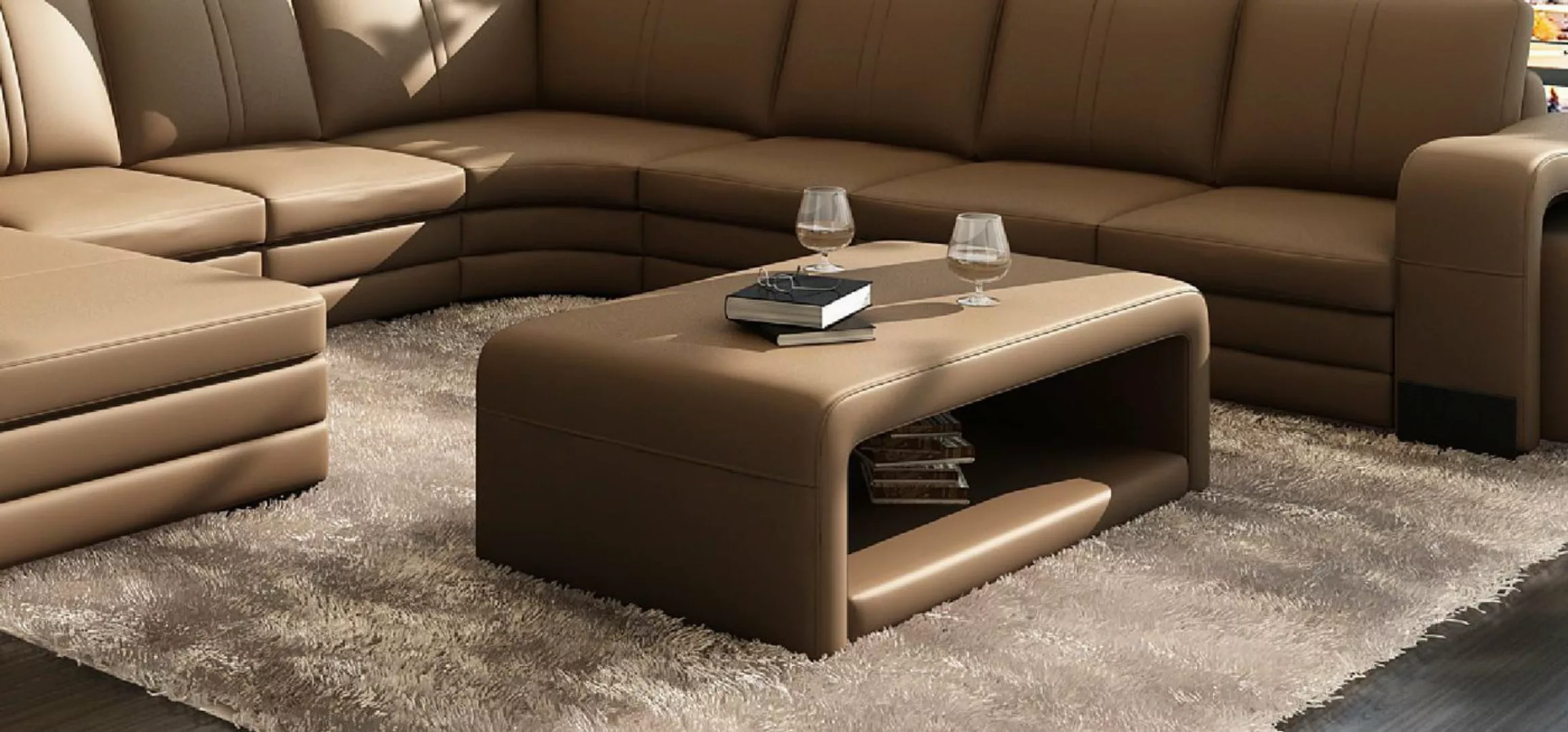 Xlmoebel Sofa Leder-Sofa Wohnlandschaft Design Modern Couchtisch Franco, He günstig online kaufen