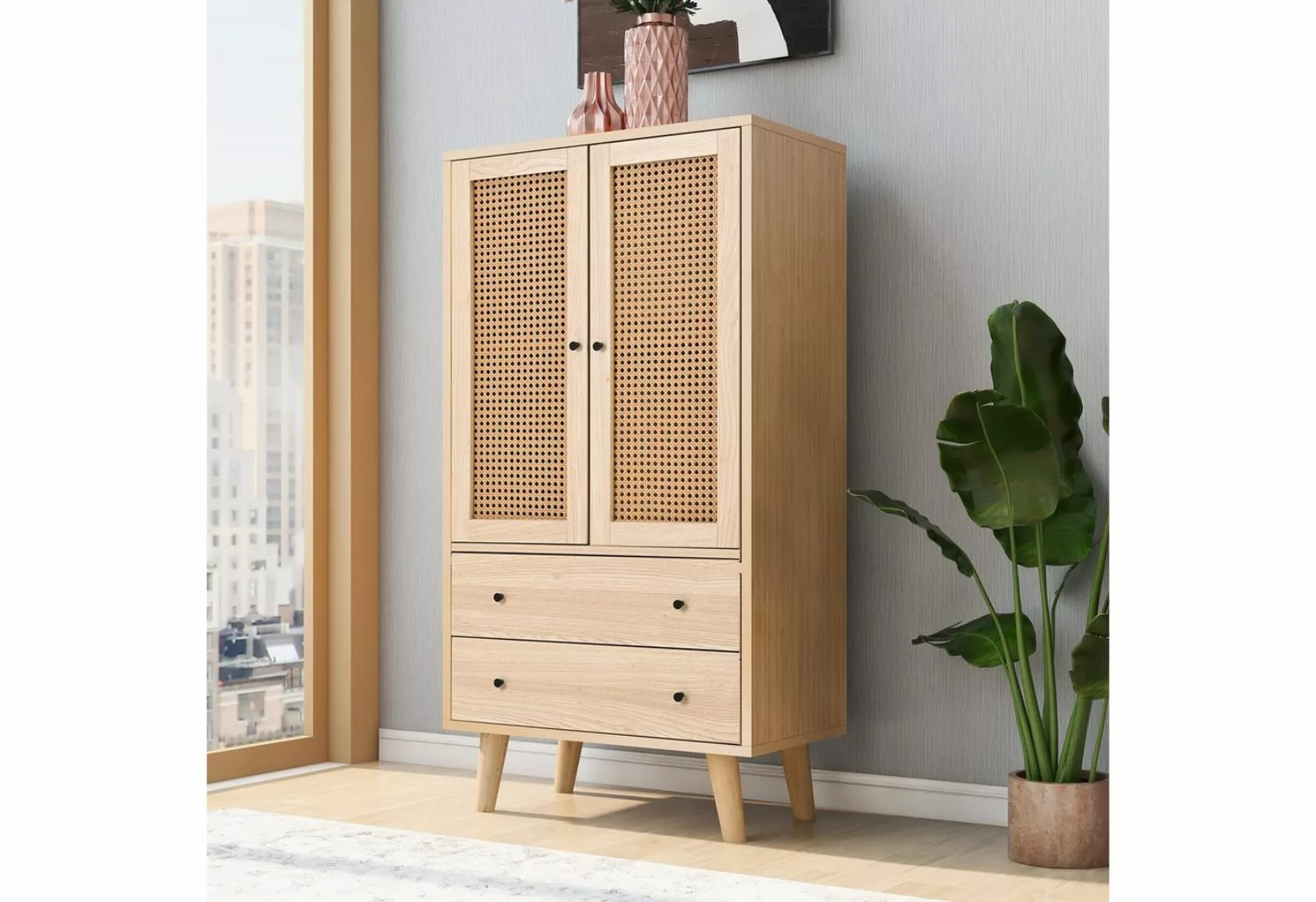 Odikalo Fächerschrank Sideboard Kommode Stehschrank Aufbewahrung TV-Tisch N günstig online kaufen