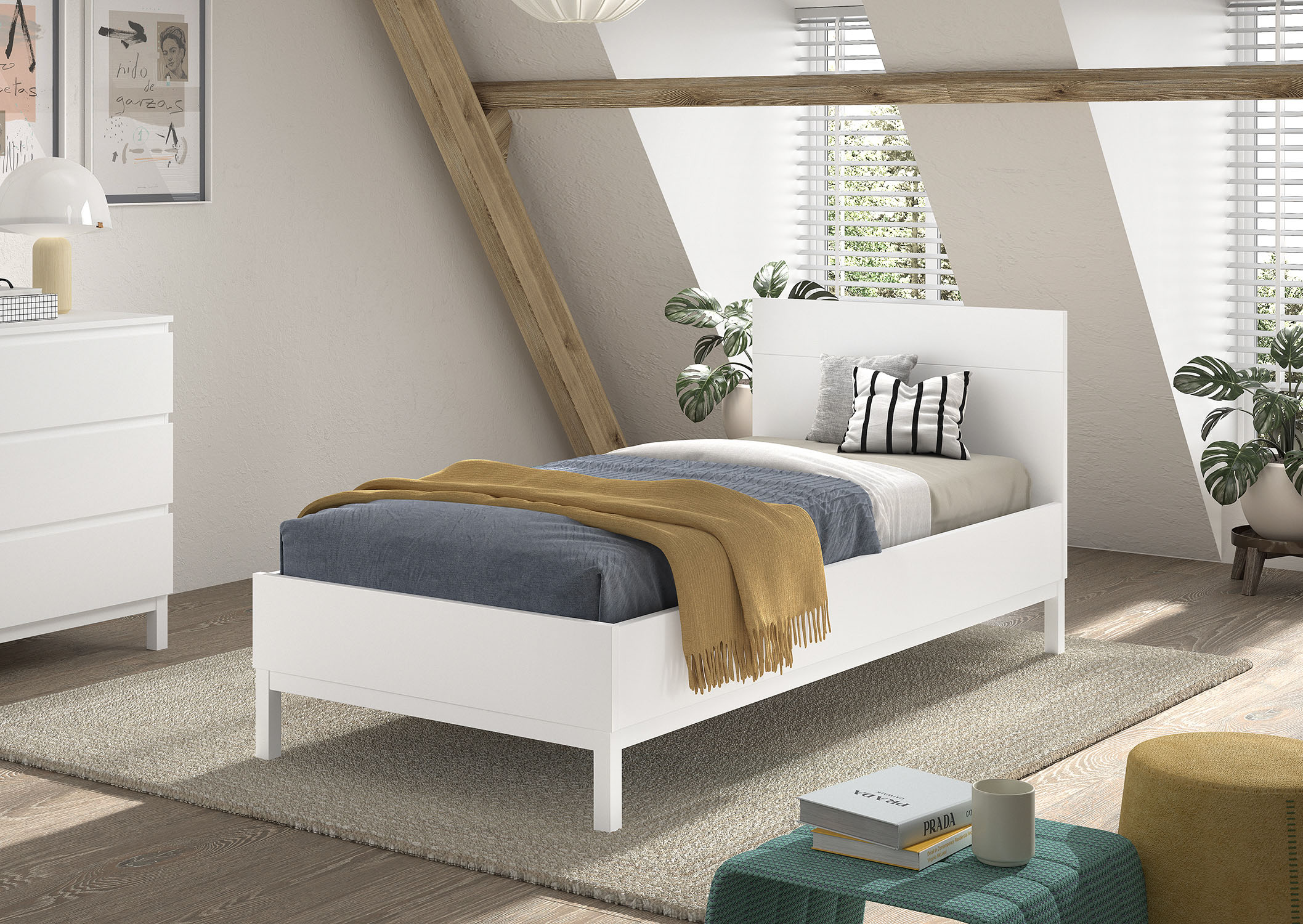 Vipack Einzelbett "in gradlinigem Design, glattem Kopfteil und pflegeleicht günstig online kaufen