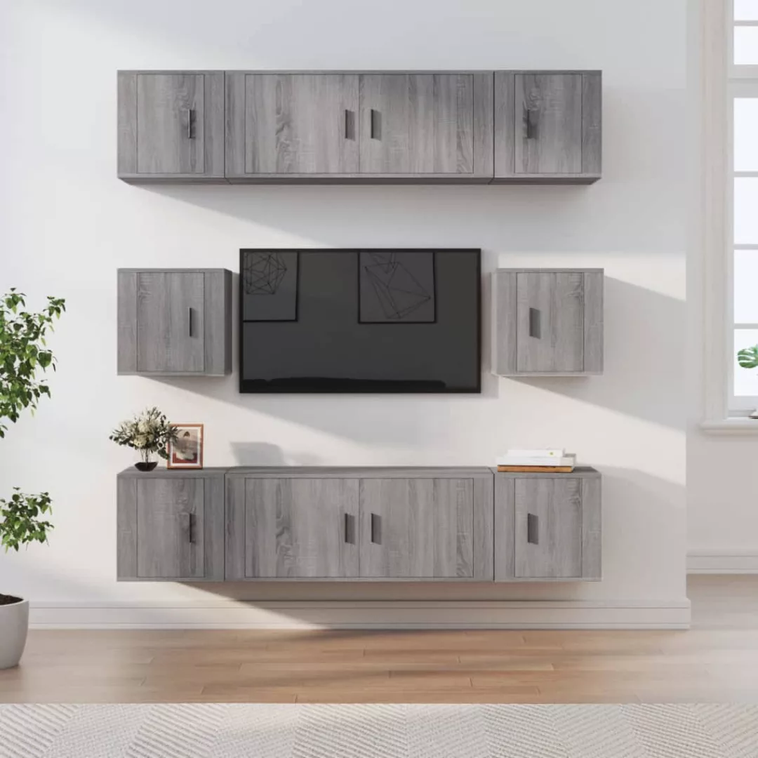 Vidaxl 8-tlg. Tv-schrank-set Grau Sonoma Holzwerkstoff günstig online kaufen