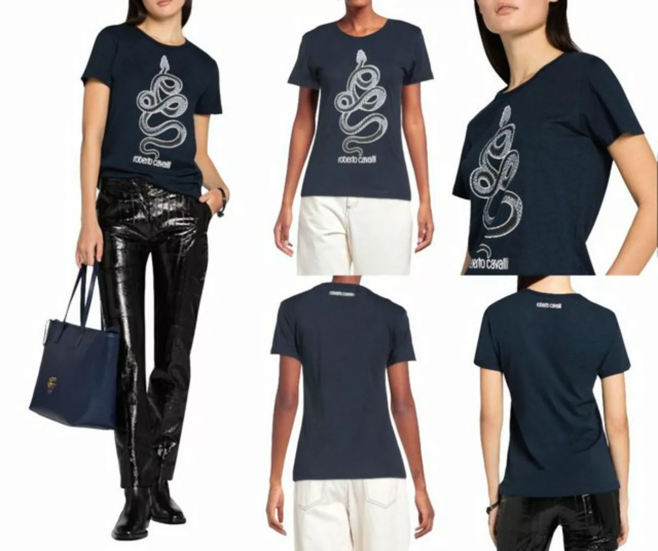 roberto cavalli T-Shirt ROBERTO CAVALLI PRINT MONOGRAM COTTON T-SHIRT TOP L günstig online kaufen