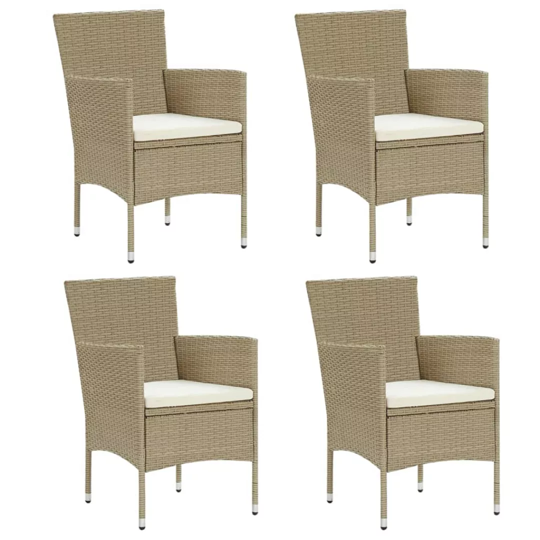 Garten-essstühle 4 Stk. Poly Rattan Beige günstig online kaufen