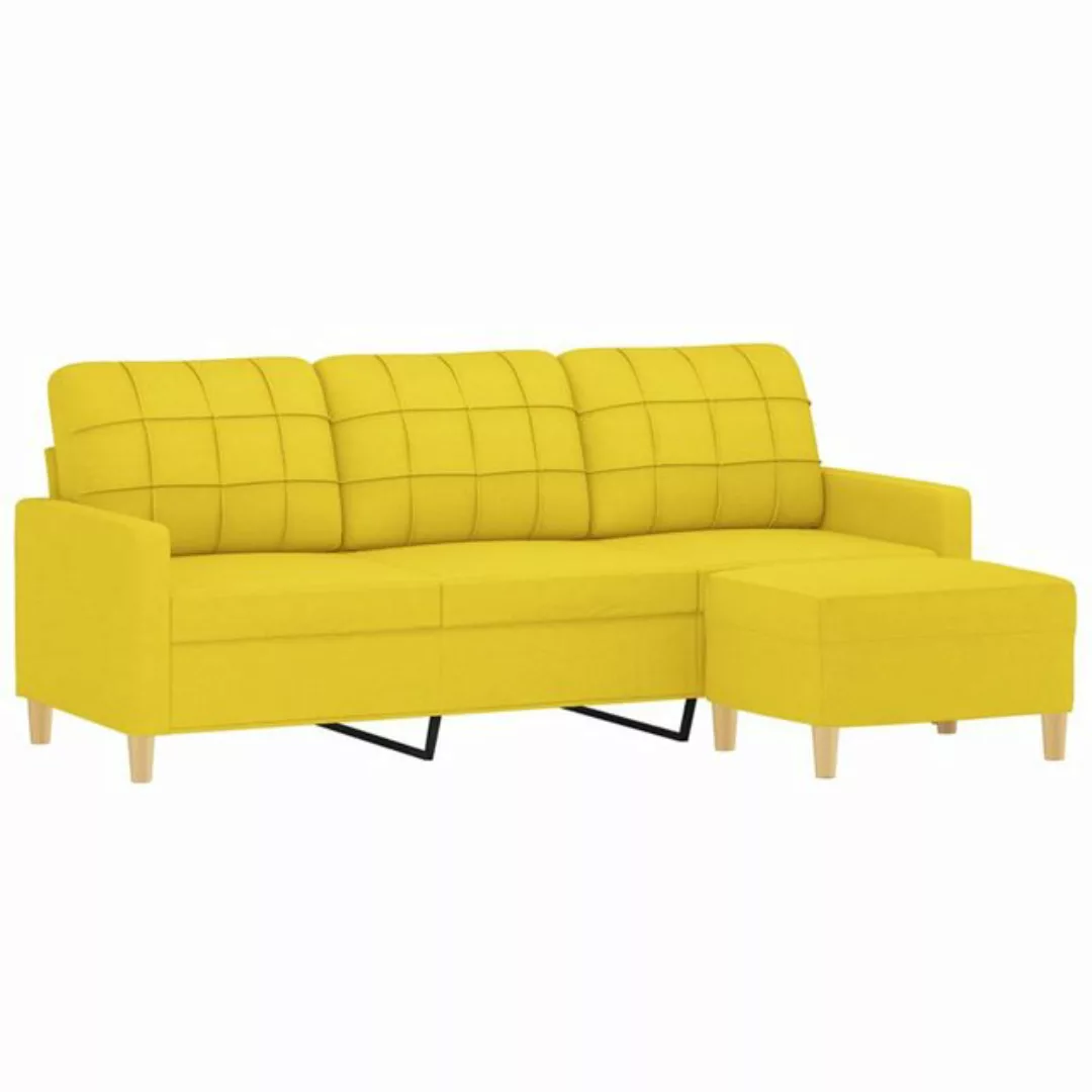 vidaXL Sofa, 3-Sitzer-Sofa mit Hocker Hellgelb 180 cm Stoff günstig online kaufen