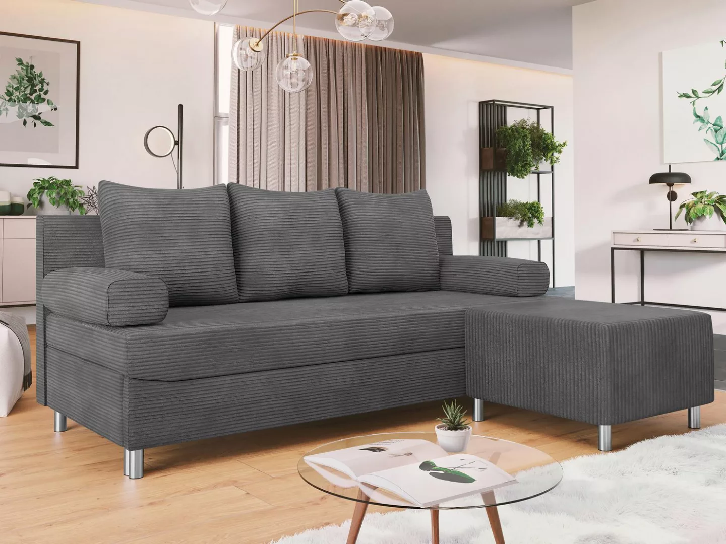 MIRJAN24 Schlafsofa Dover Cord, mit Schlaffunktion und Bettkasten, mit Chro günstig online kaufen