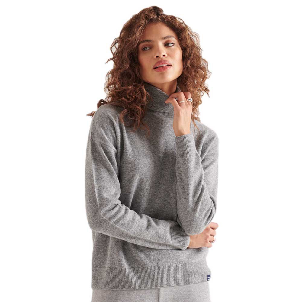Superdry Lambswool Rollkragen Sweater S Cloud Grey Twist günstig online kaufen